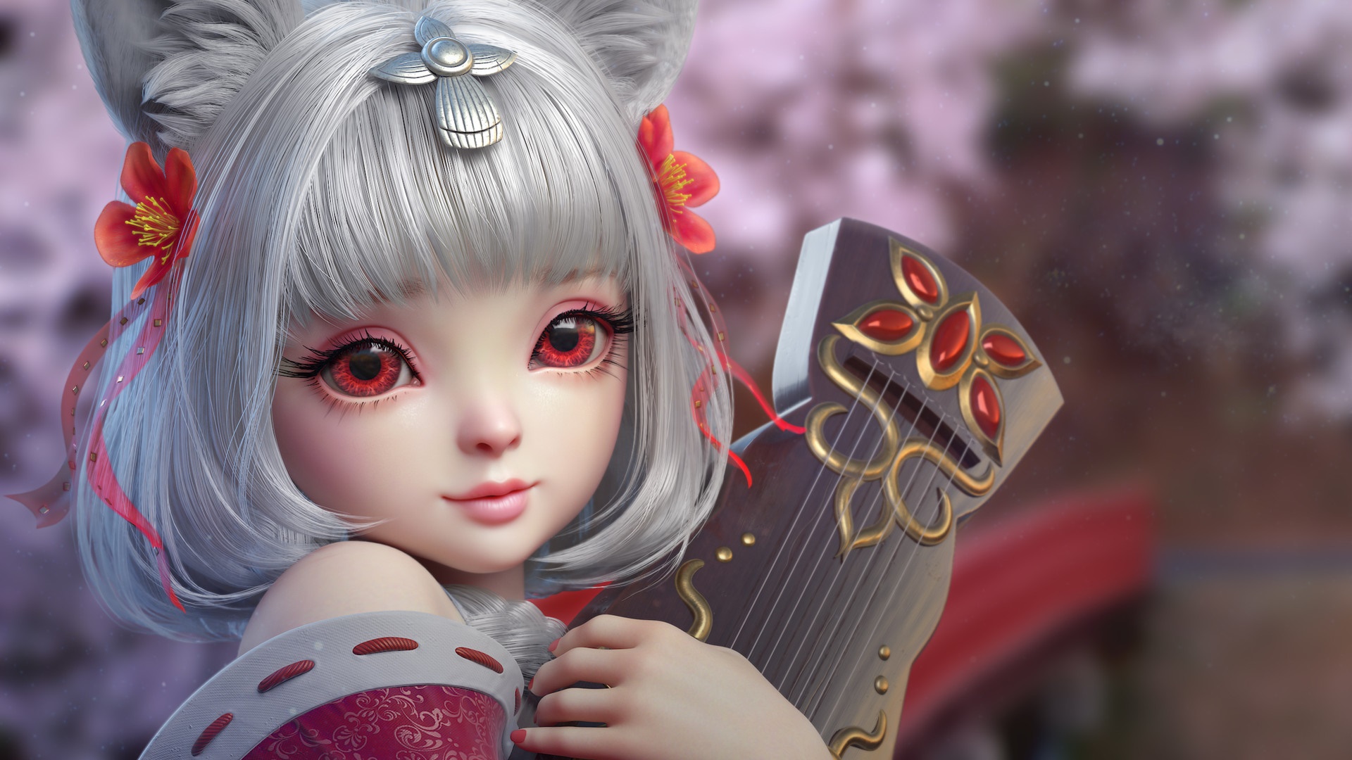 Girl with musical instrument in Story Of Hero: Lost Artifact HD HD Wallpaper