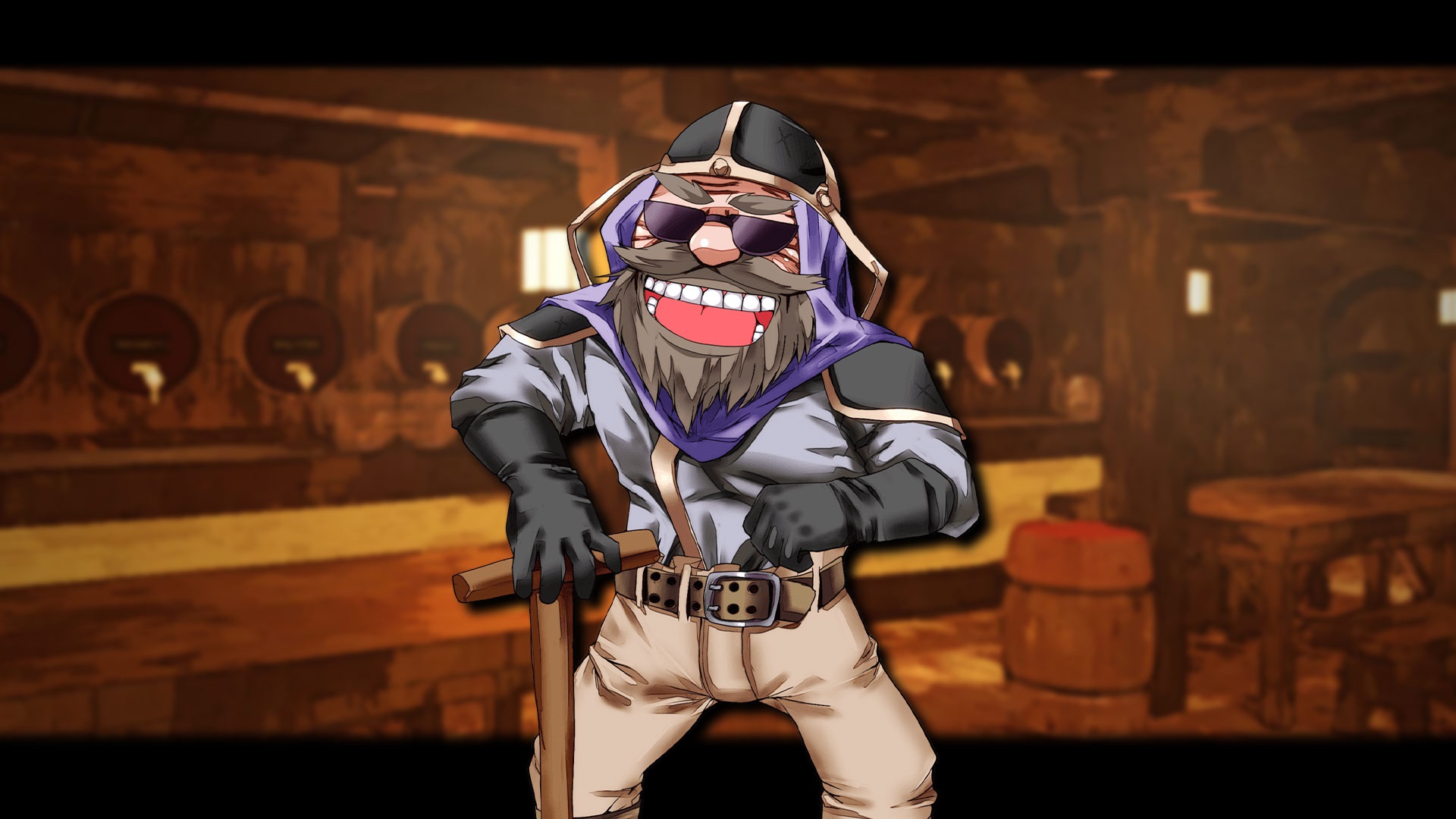 Dwarf with sunglasses in a tavern HD Wallpaper
