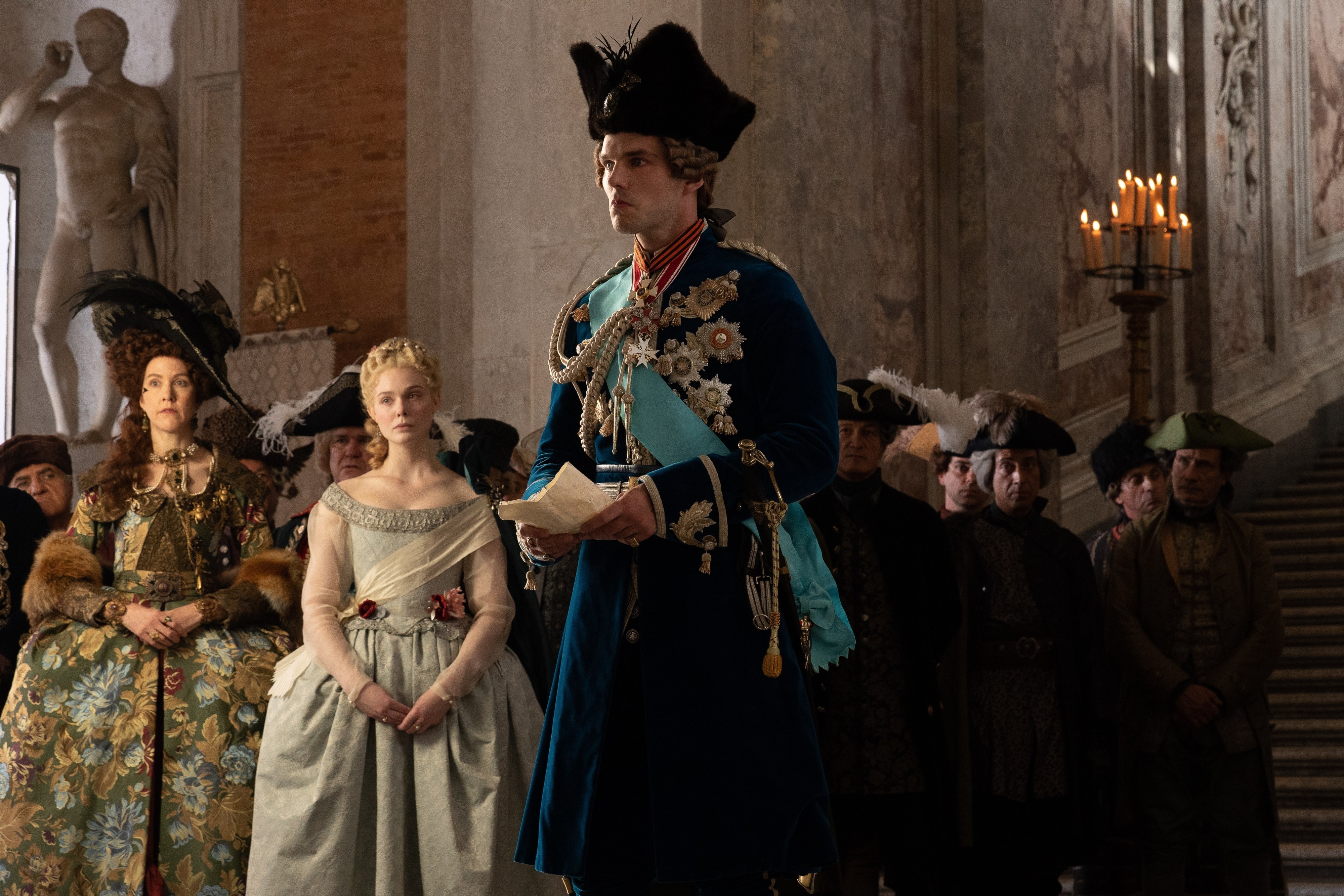 Nicholas Hoult and Elle Fanning in The Great 4K HD Wallpaper