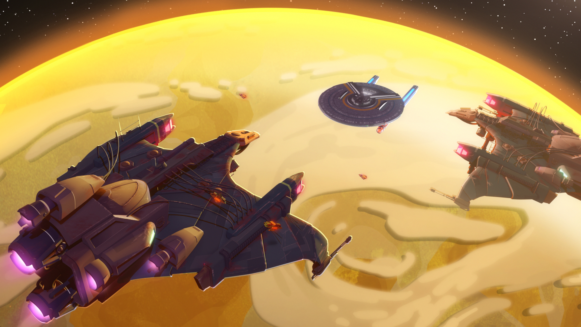 Star Trek: Lower Decks - Space Battle HD Wallpaper
