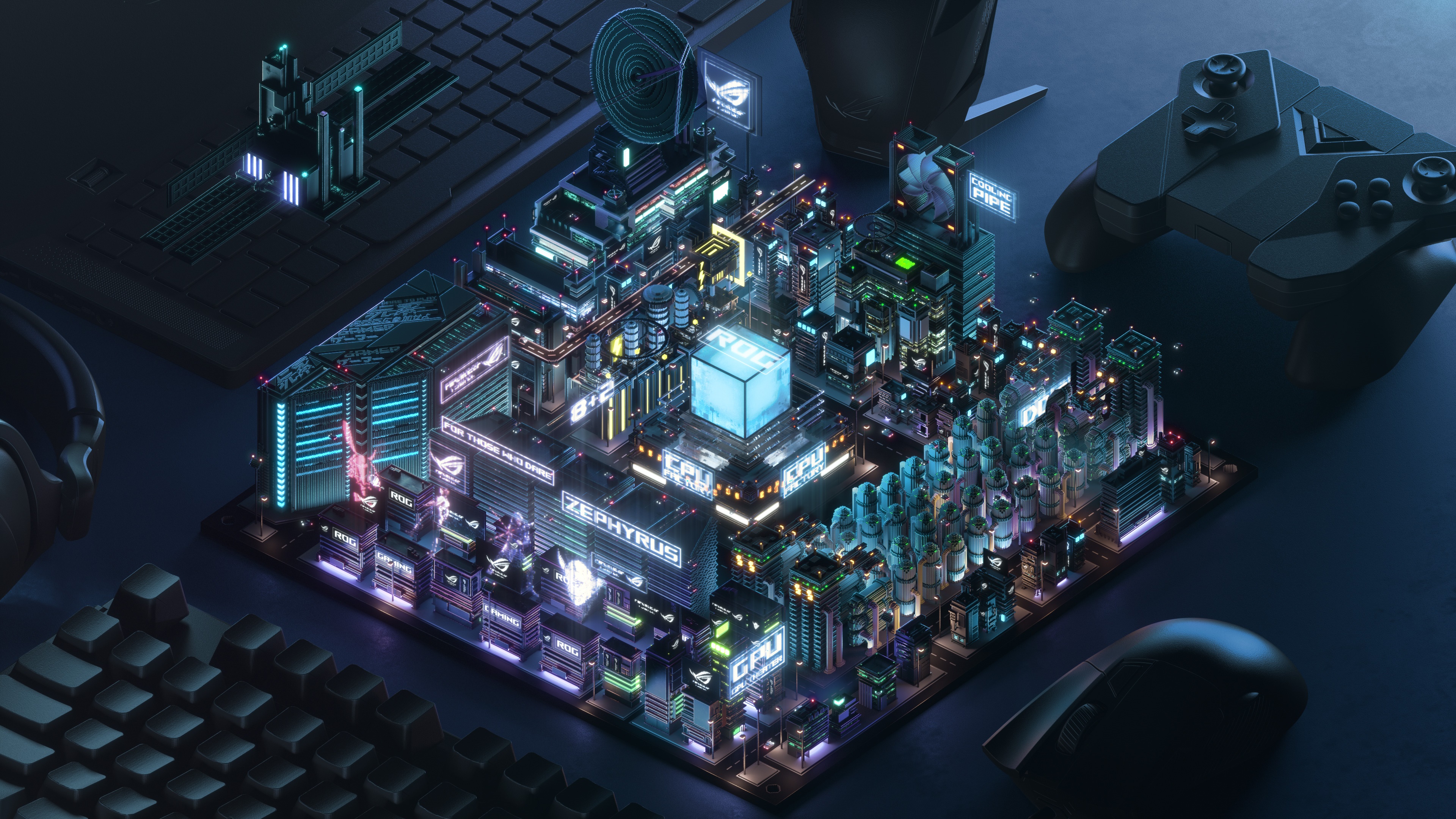 Asus ROG 4K motherboard city HD Wallpaper