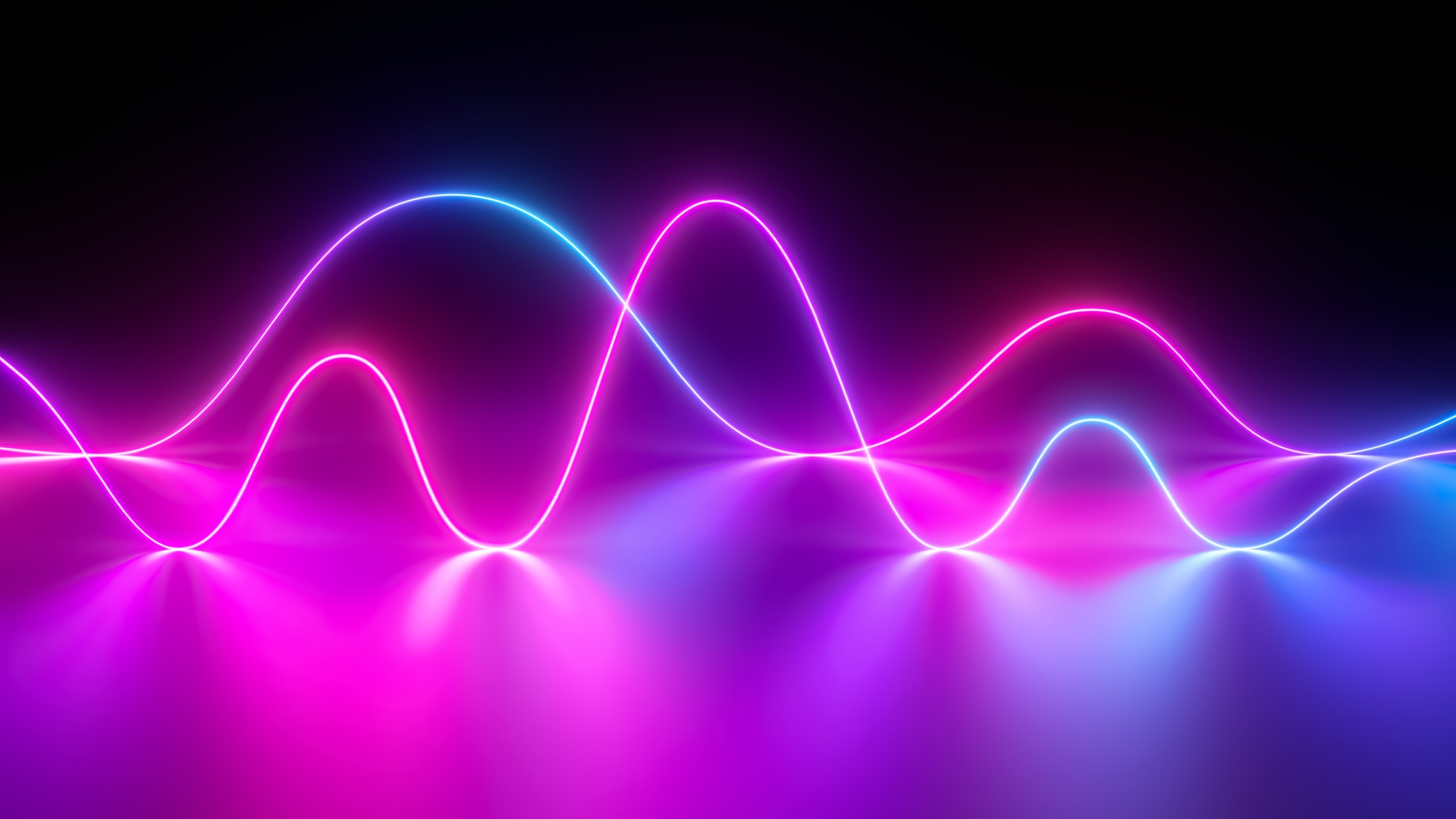 Abstract Neon Wave Lines HD Wallpaper