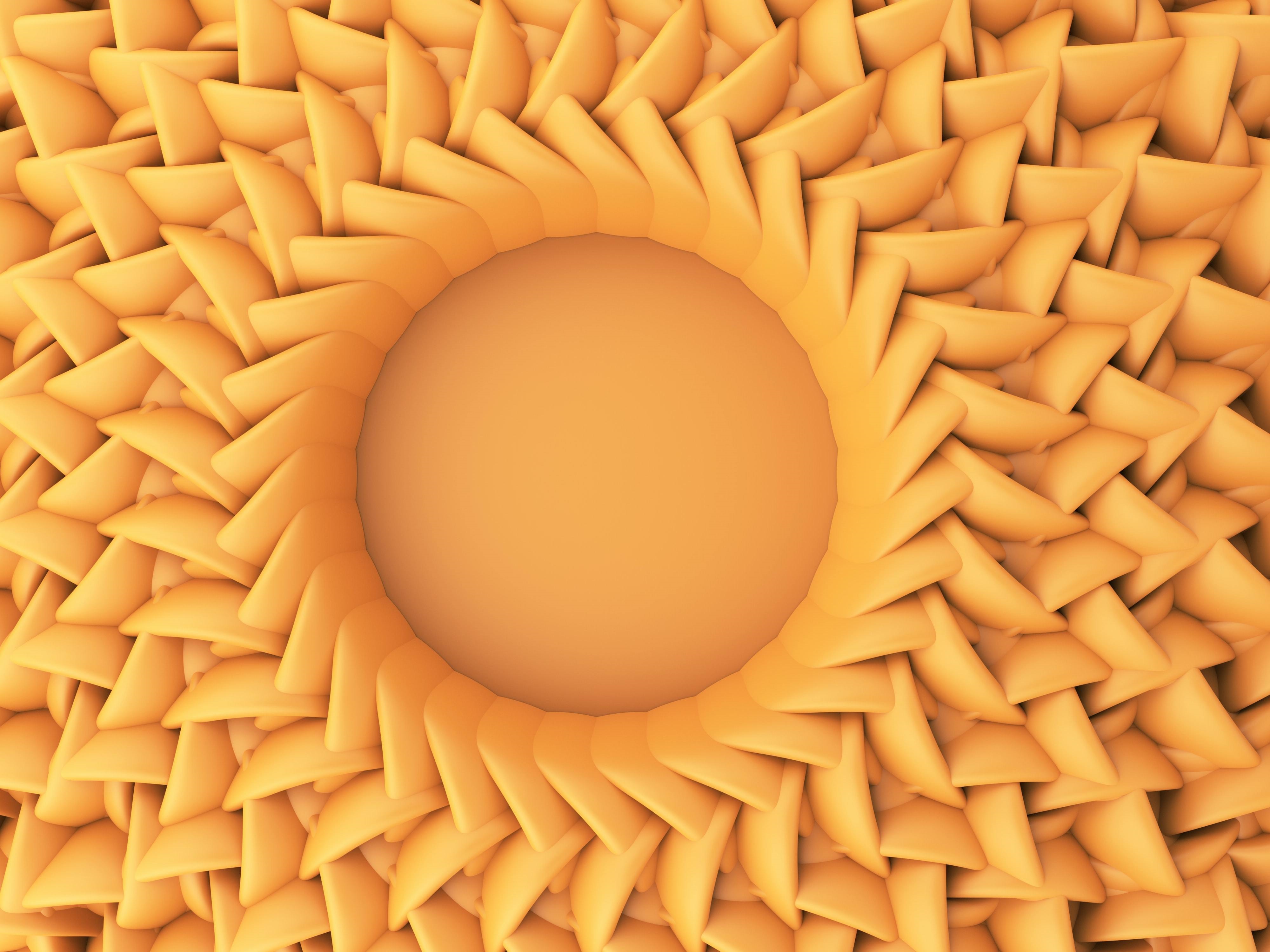 Abstract yellow sunburst pattern with central circle HD Wallpaper