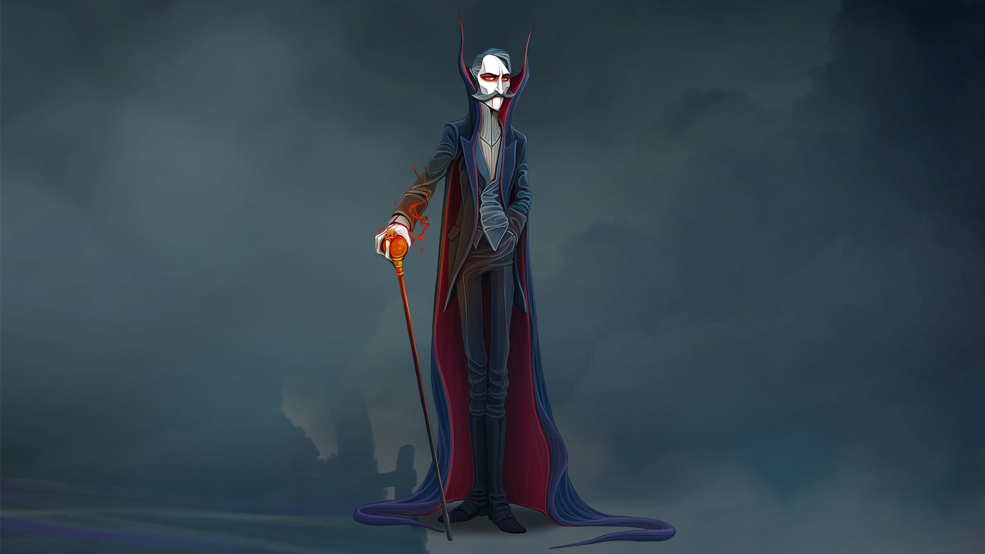 Vampire character with cane from Rogue Lords HD Wallpaper