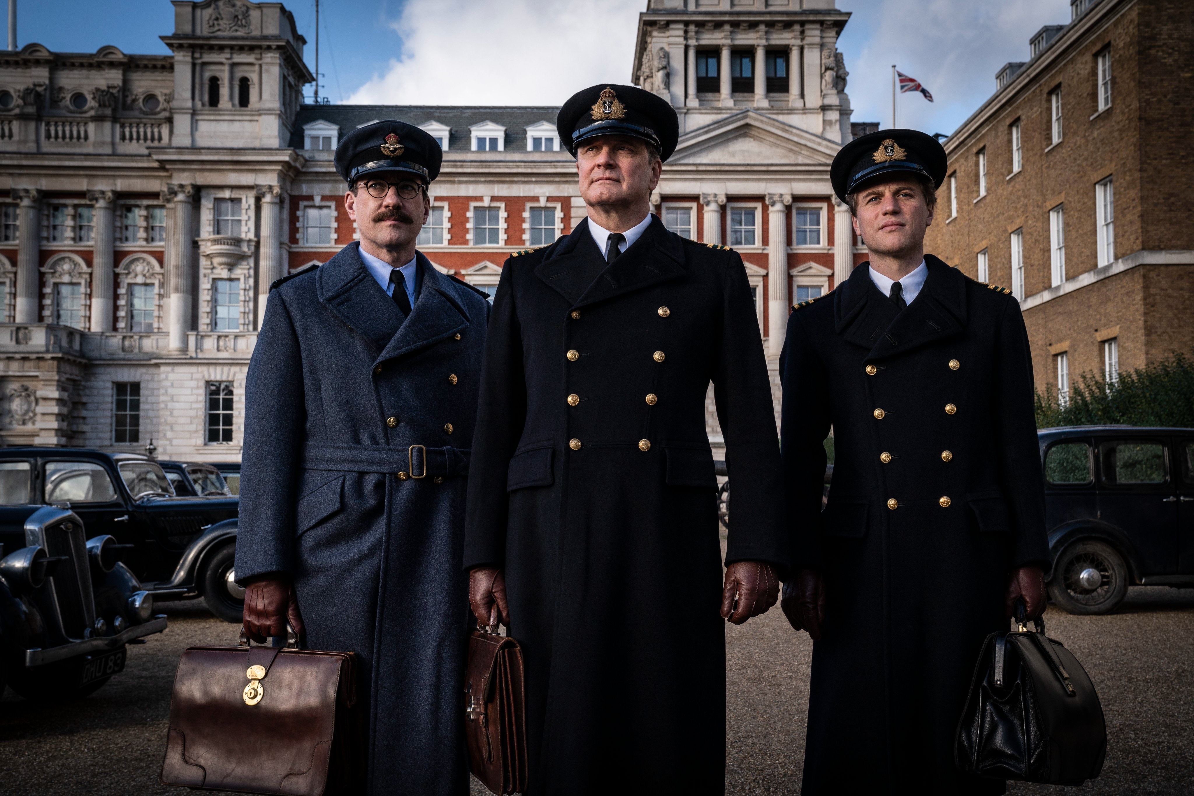 Operation Mincemeat 4K: Colin Firth and two men in uniform HD Wallpaper