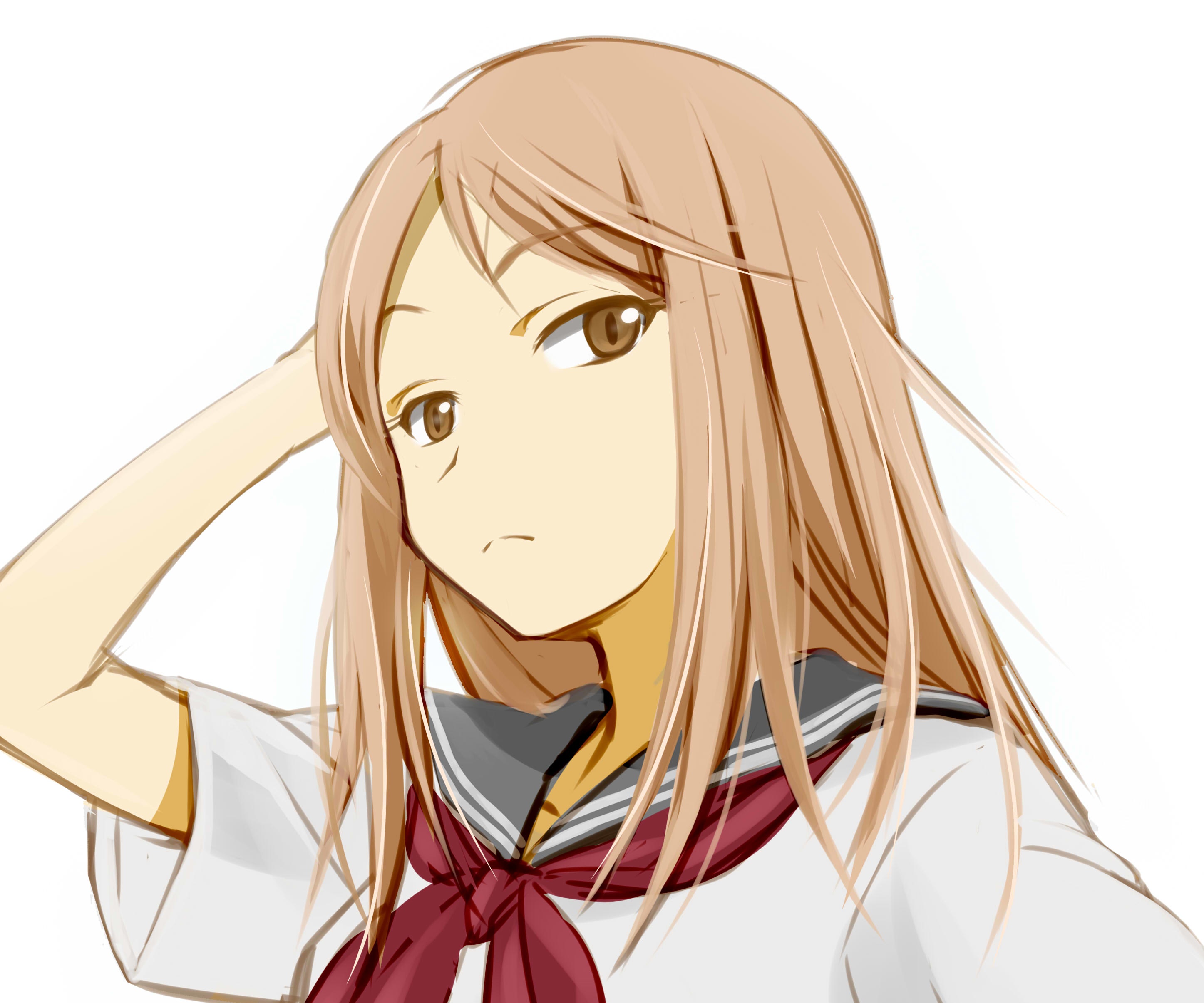 Girl with brown hair in school uniform HD Wallpaper