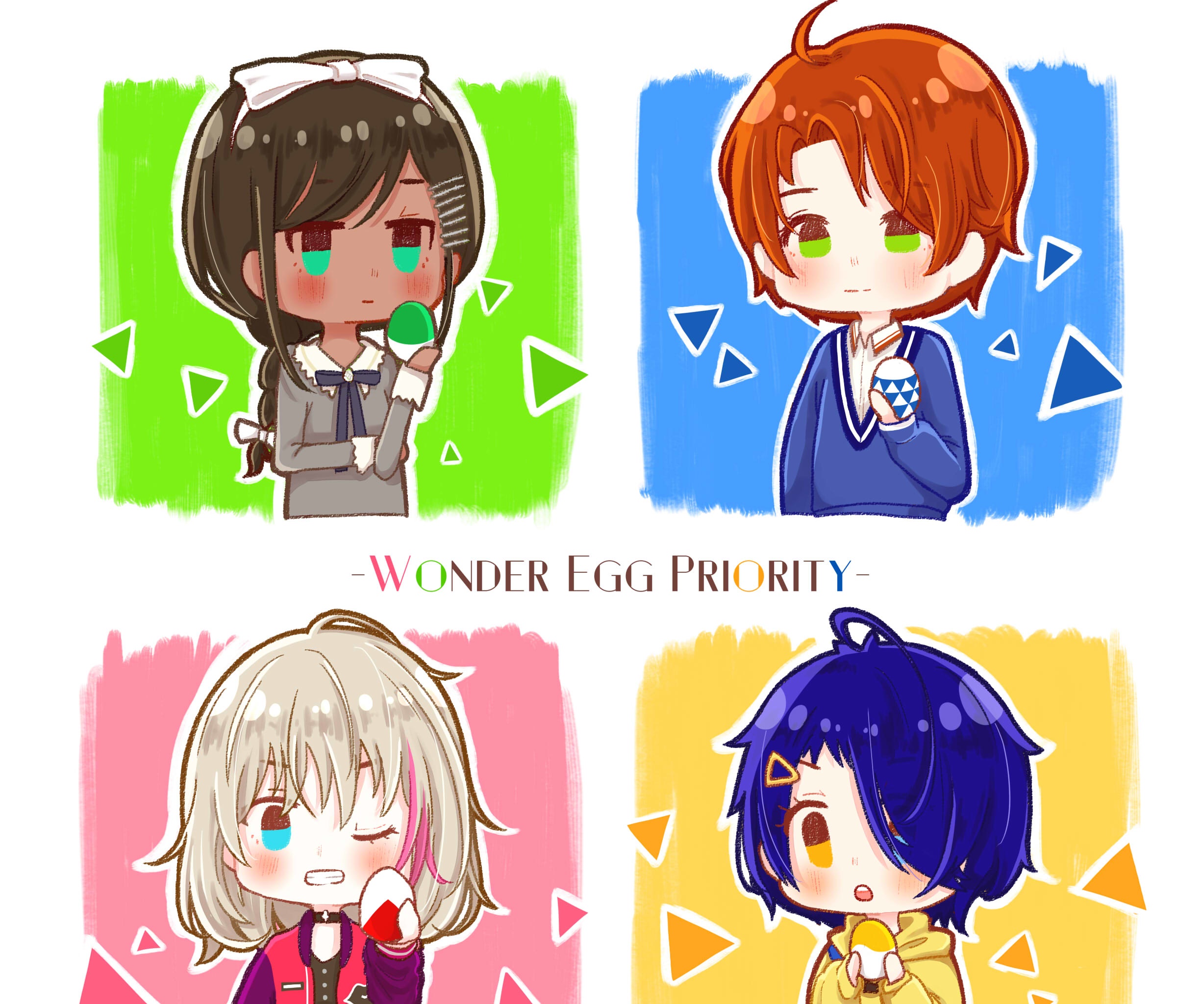 Wonder Egg Priority Characters with Eggs HD Wallpaper