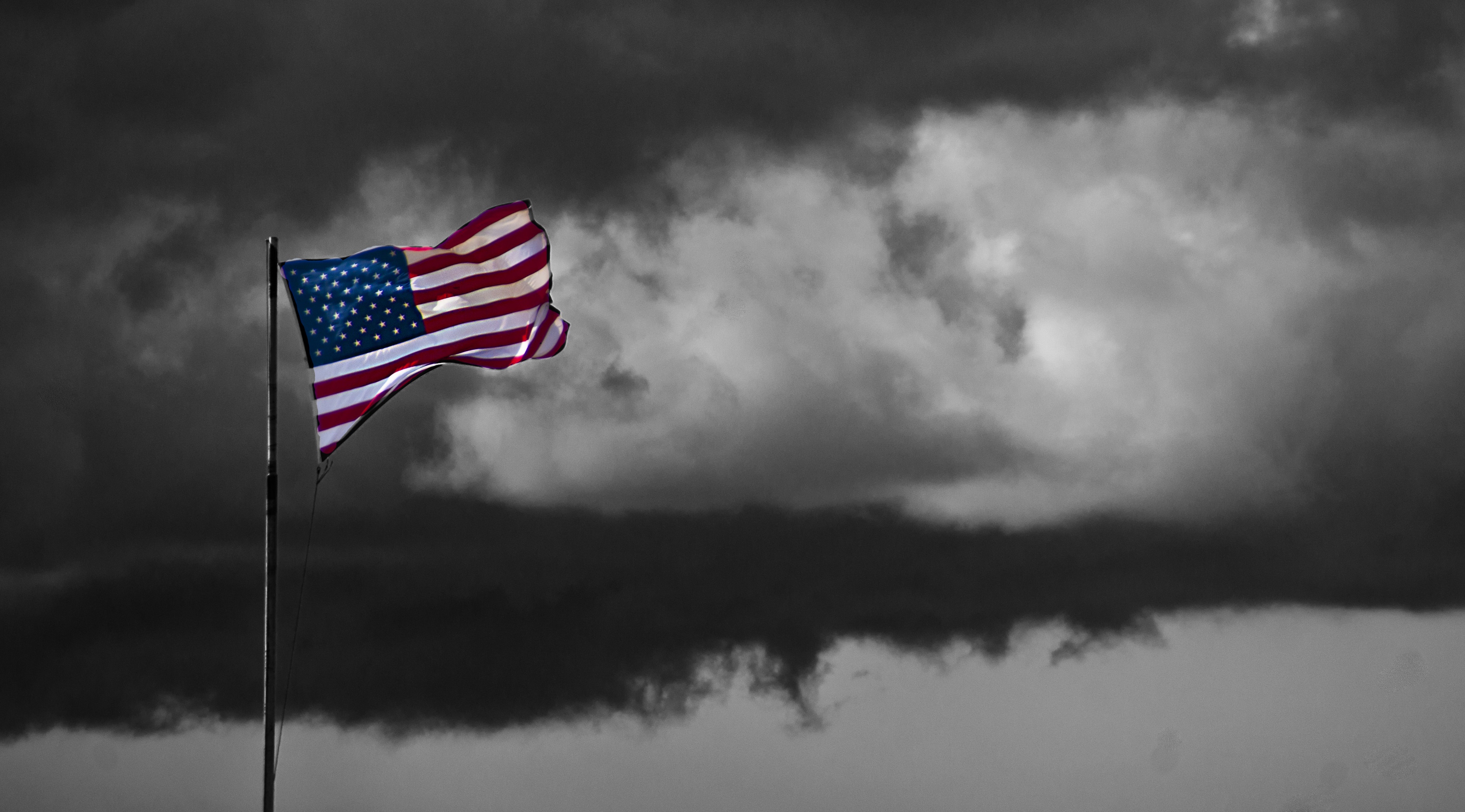 American Flag Waving Against Stormy Sky HD Wallpaper