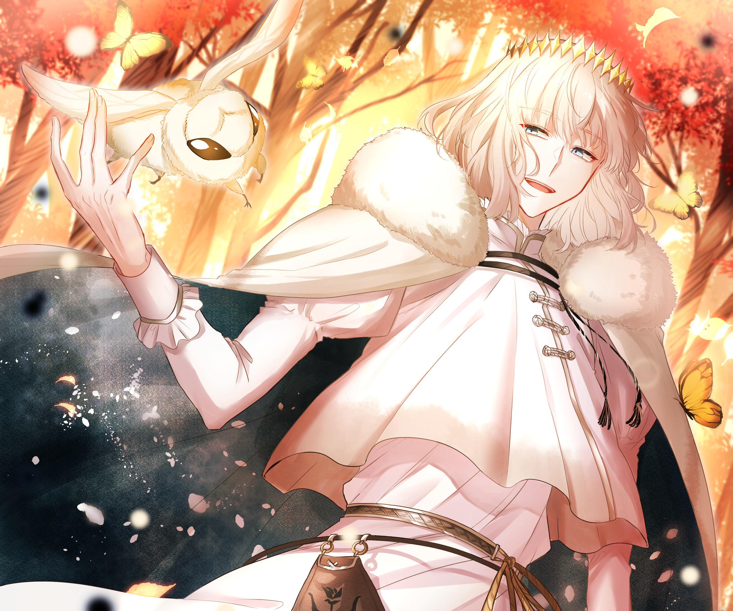 Oberon from Fate/Grand Order with a moth HD Wallpaper