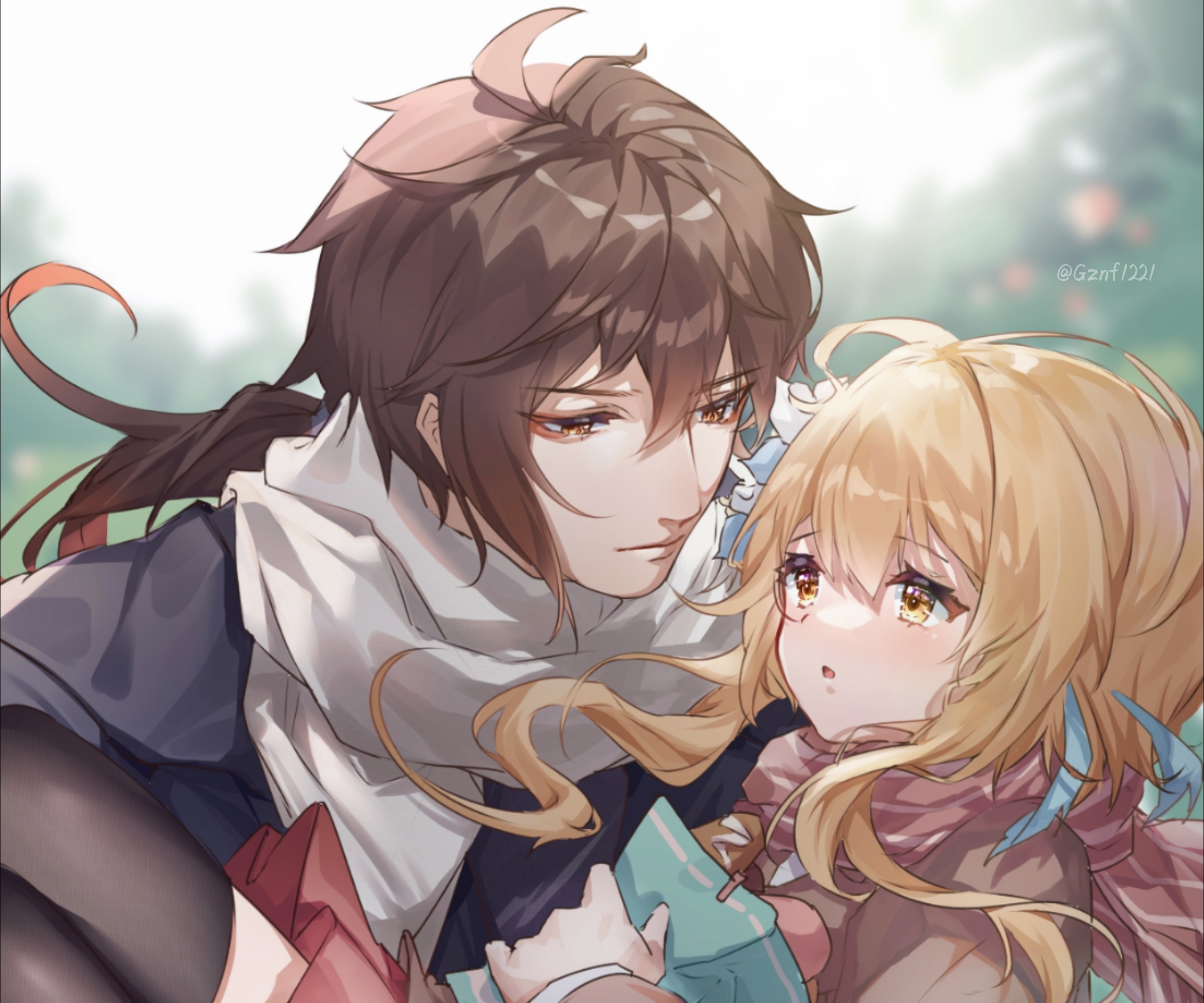 Lumine and Zhongli from Genshin Impact HD Wallpaper