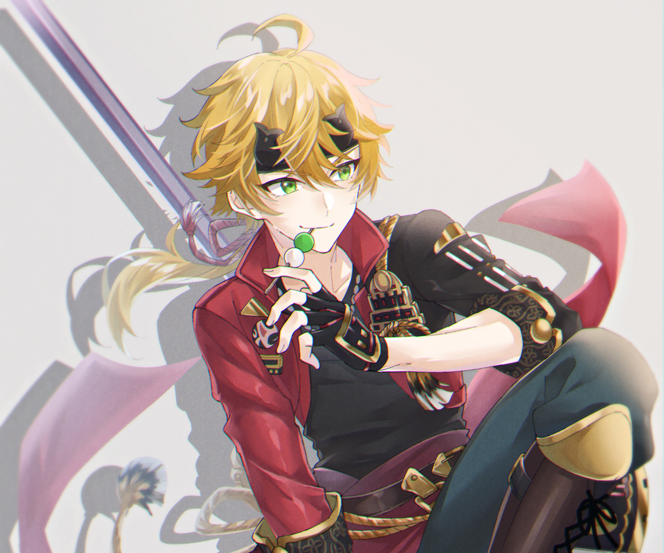 Thoma from Genshin Impact with a sword and dango HD Wallpaper