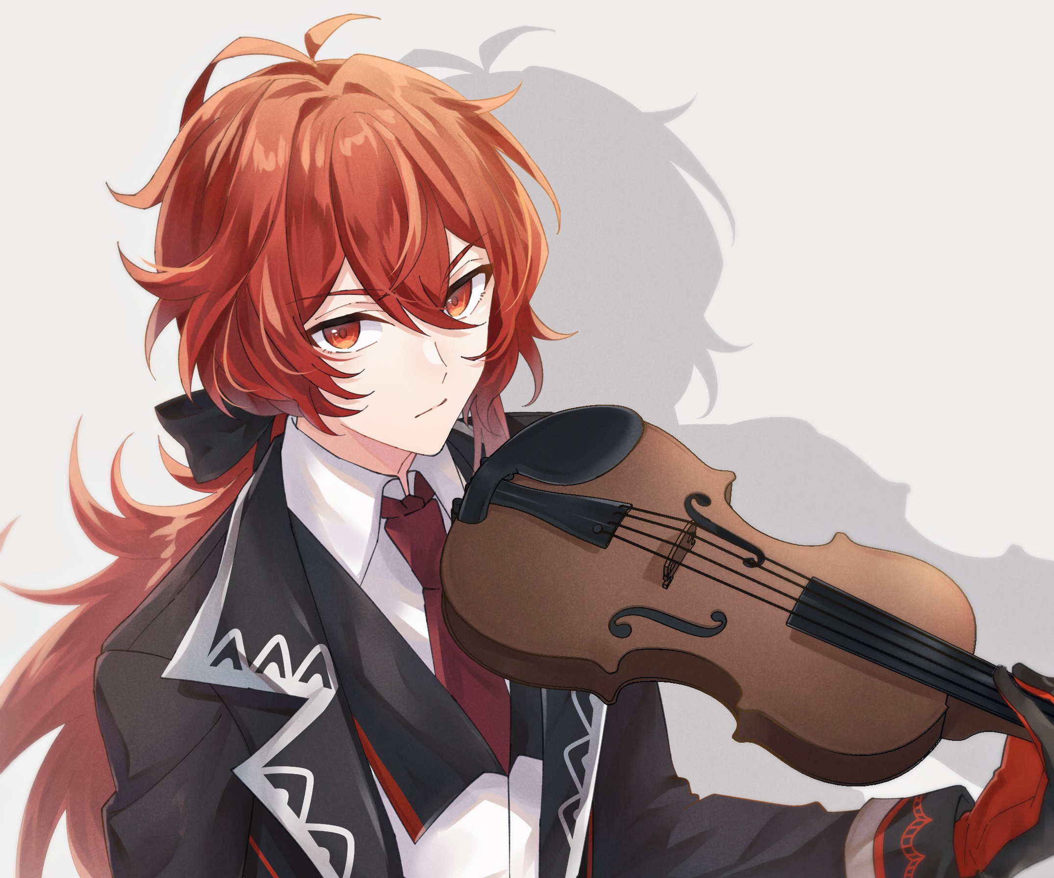 Diluc from Genshin Impact playing the violin HD Wallpaper