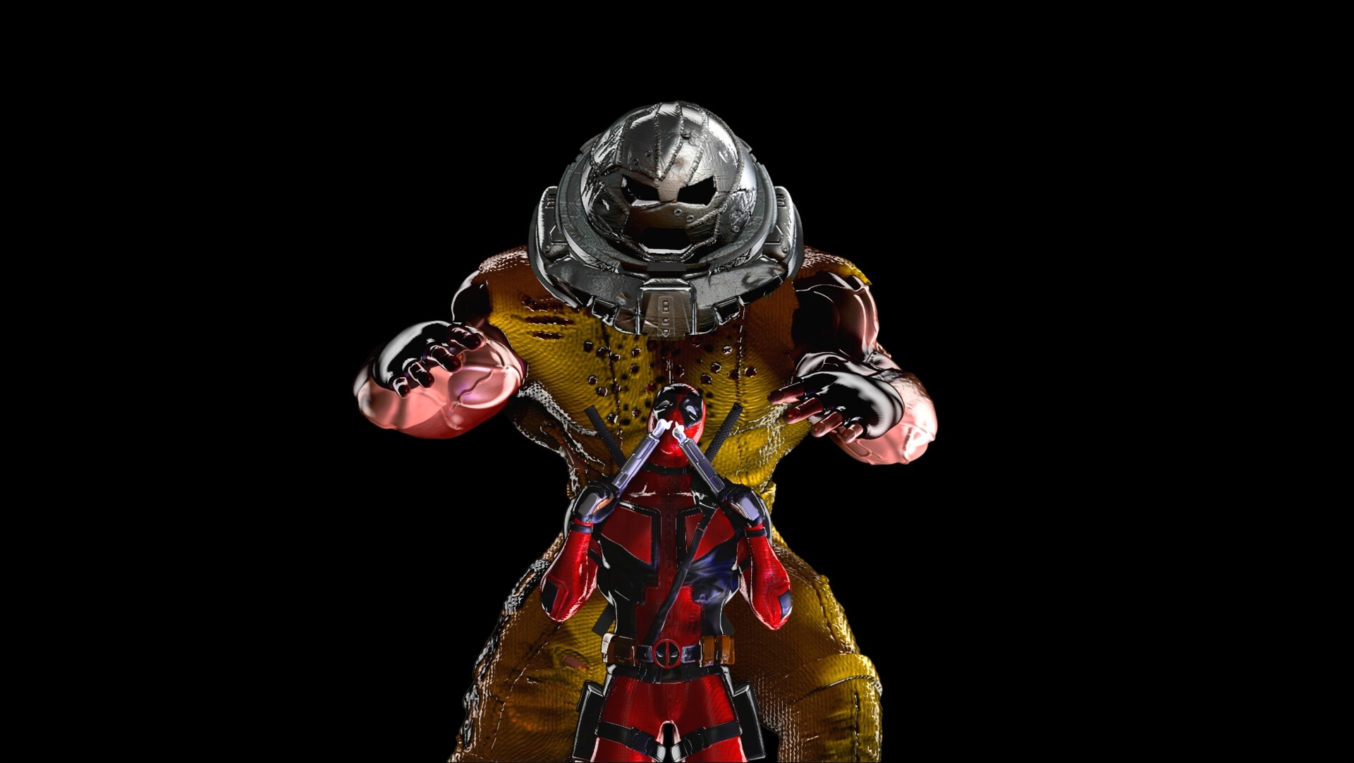 Deadpool and Juggernaut 3D render HD Wallpaper