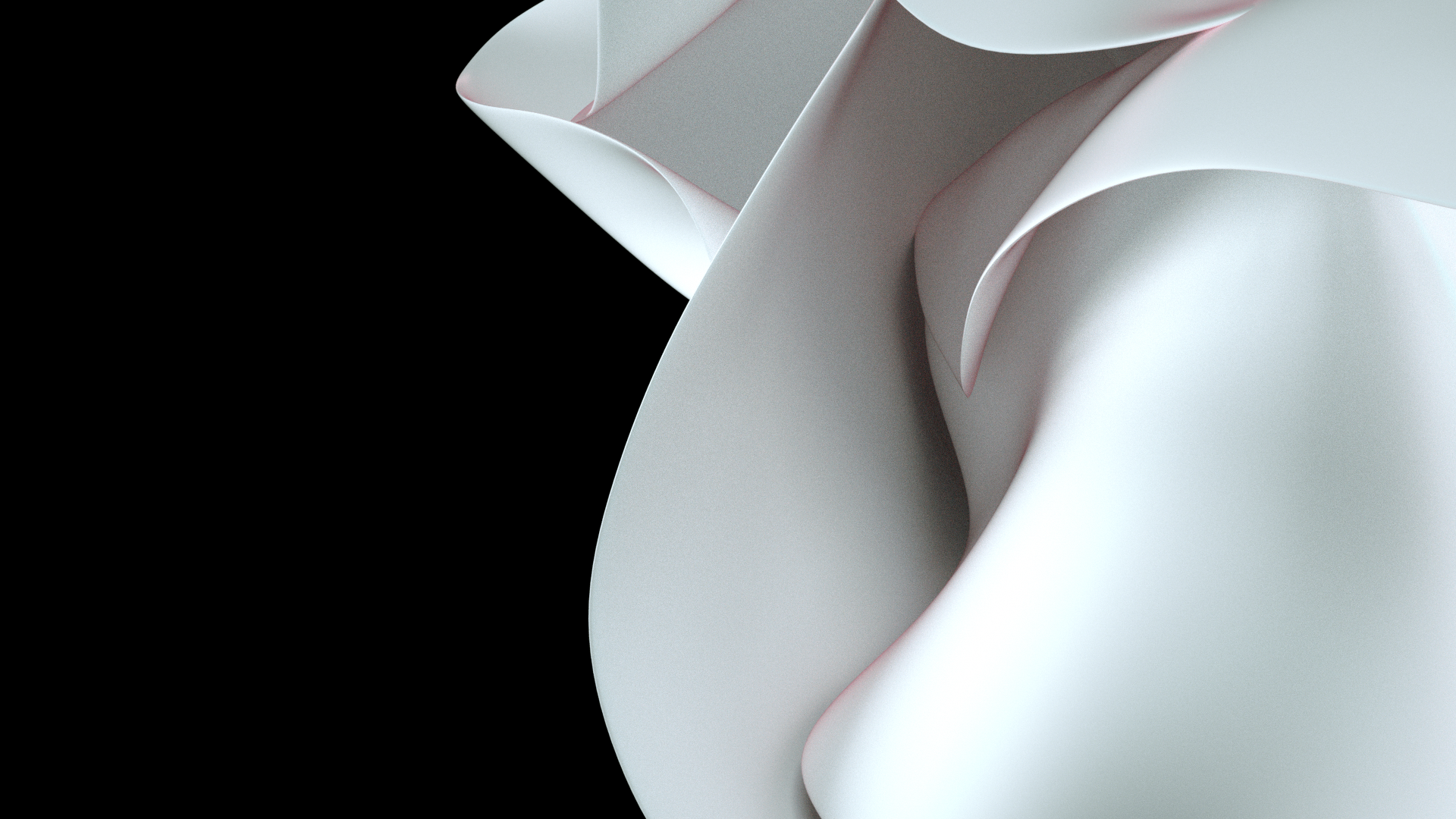 Abstract white flowing material on black background HD Wallpaper