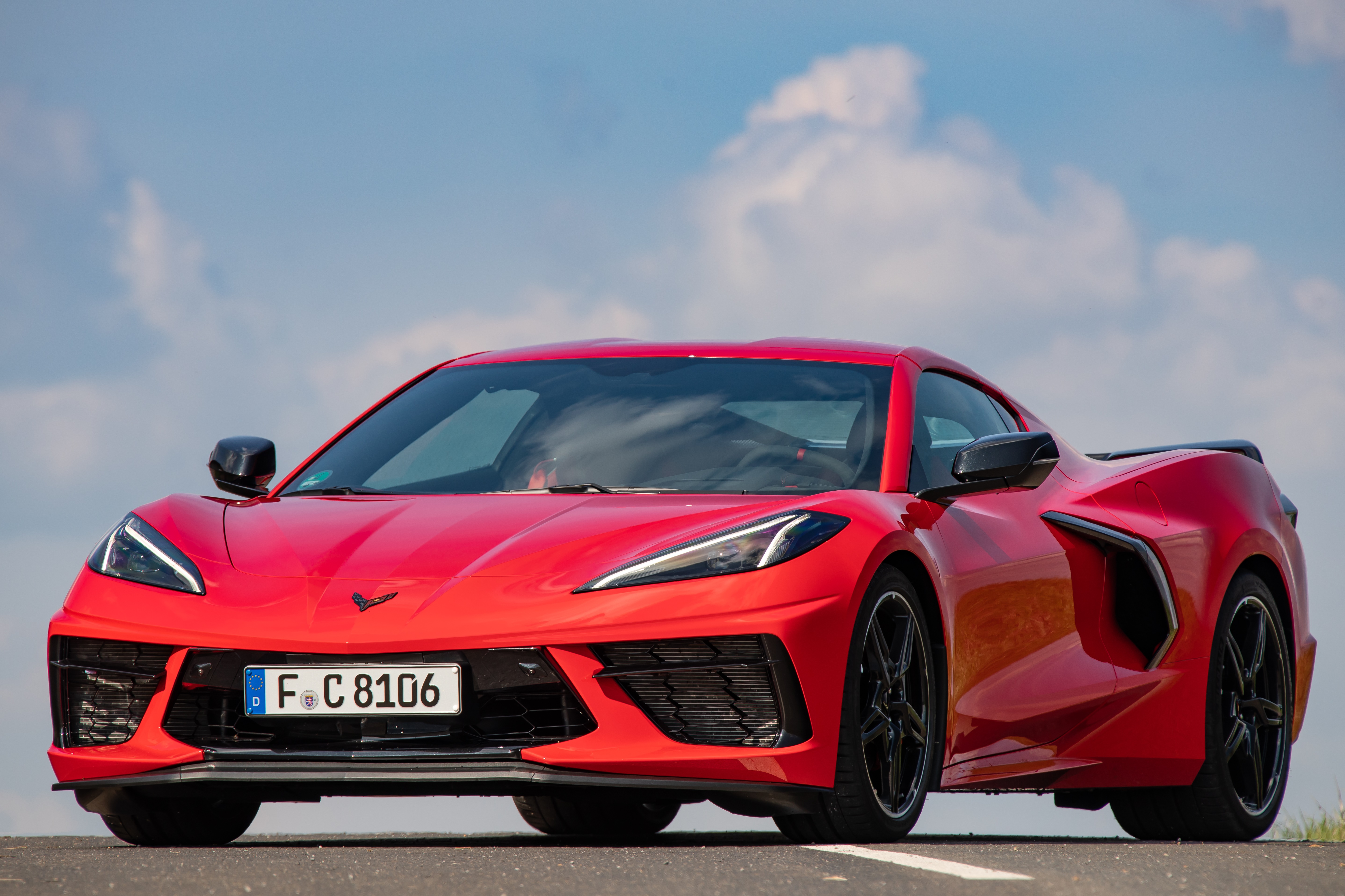 Red Chevrolet Corvette Stingray C8 HD Wallpaper