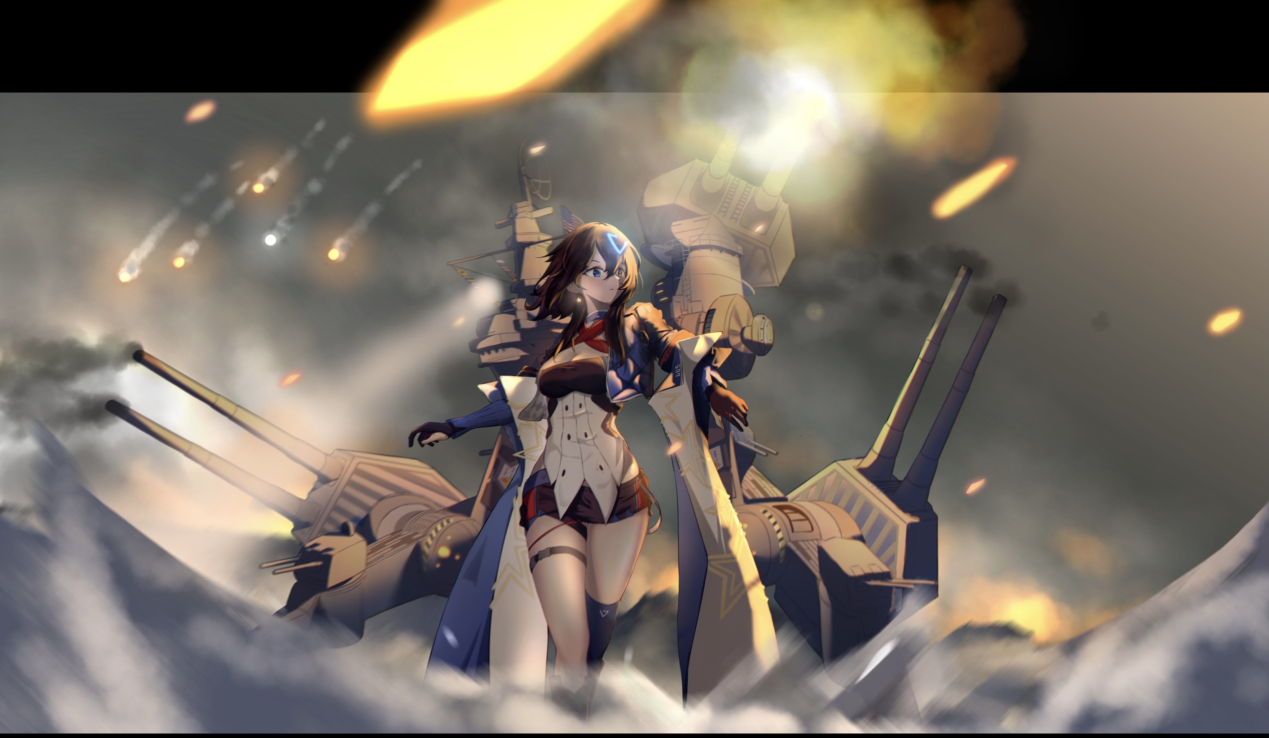 Georgia from Azur Lane firing cannons HD Wallpaper