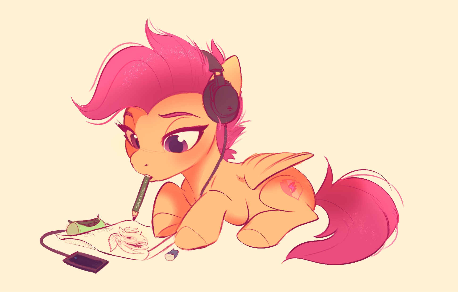 Scootaloo from My Little Pony drawing a dragon HD Wallpaper