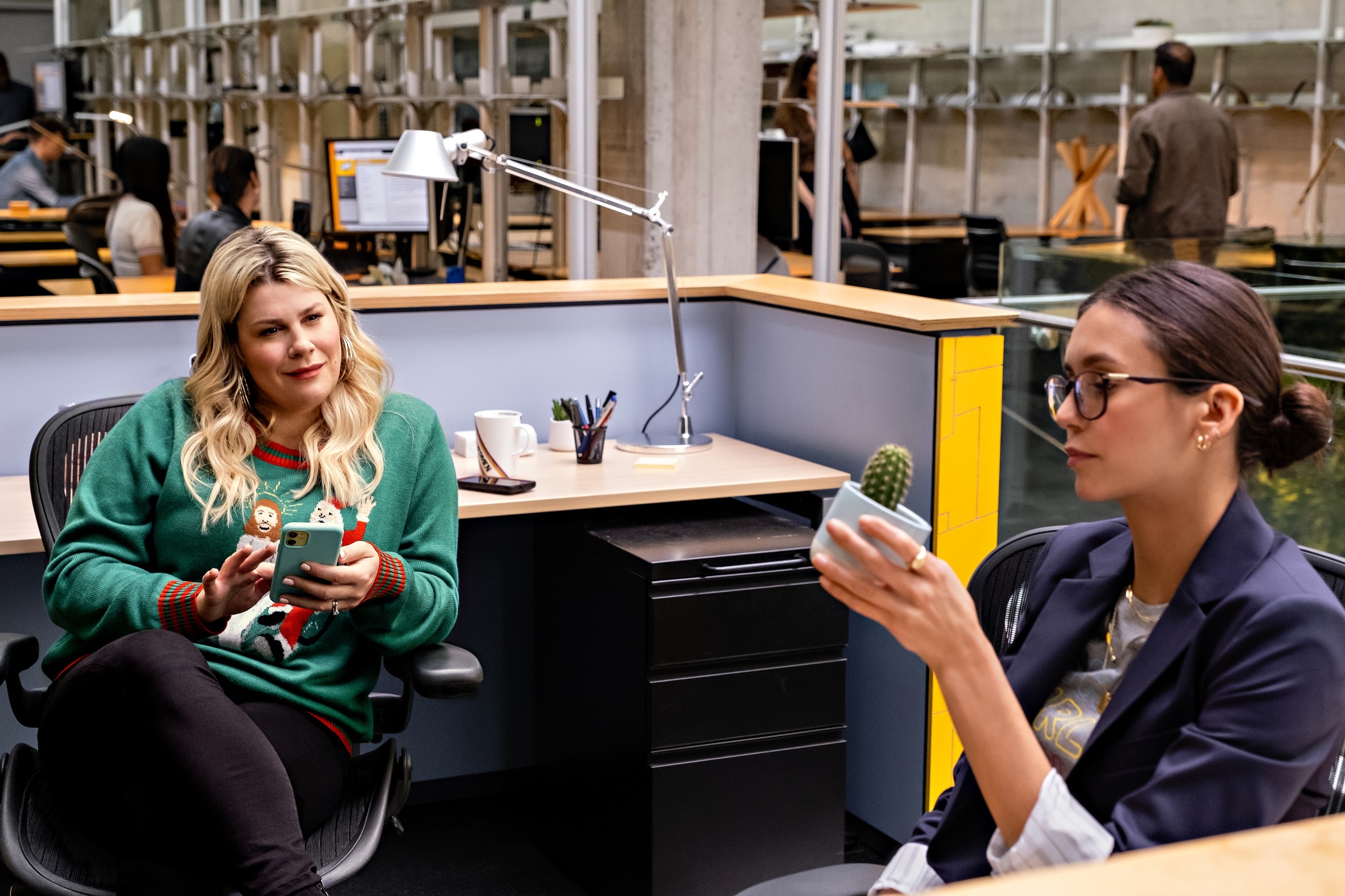 Nina Dobrev and Heather McMahan in Love Hard HD Wallpaper