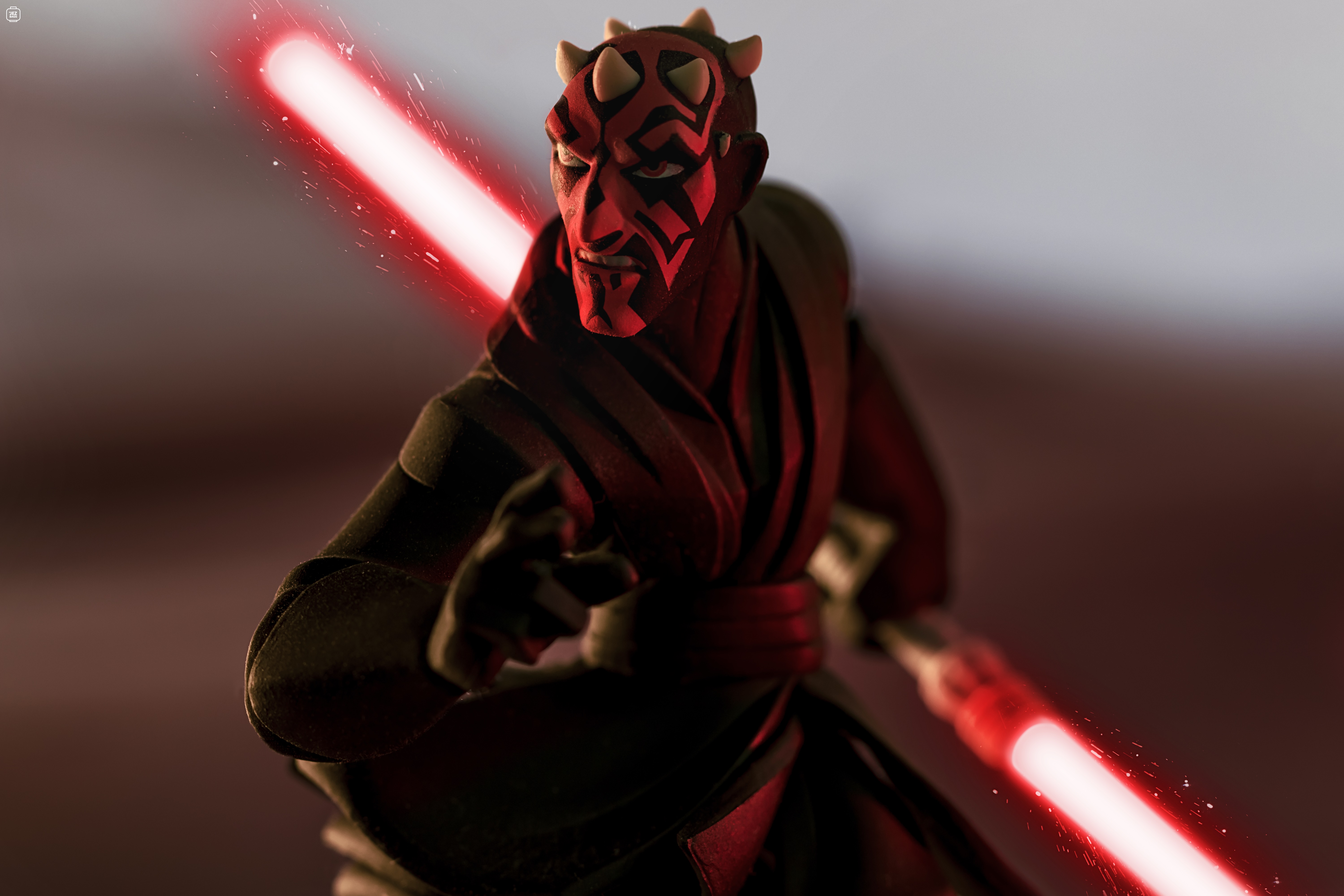 Darth Maul from Star Wars with a lightsaber HD Wallpaper