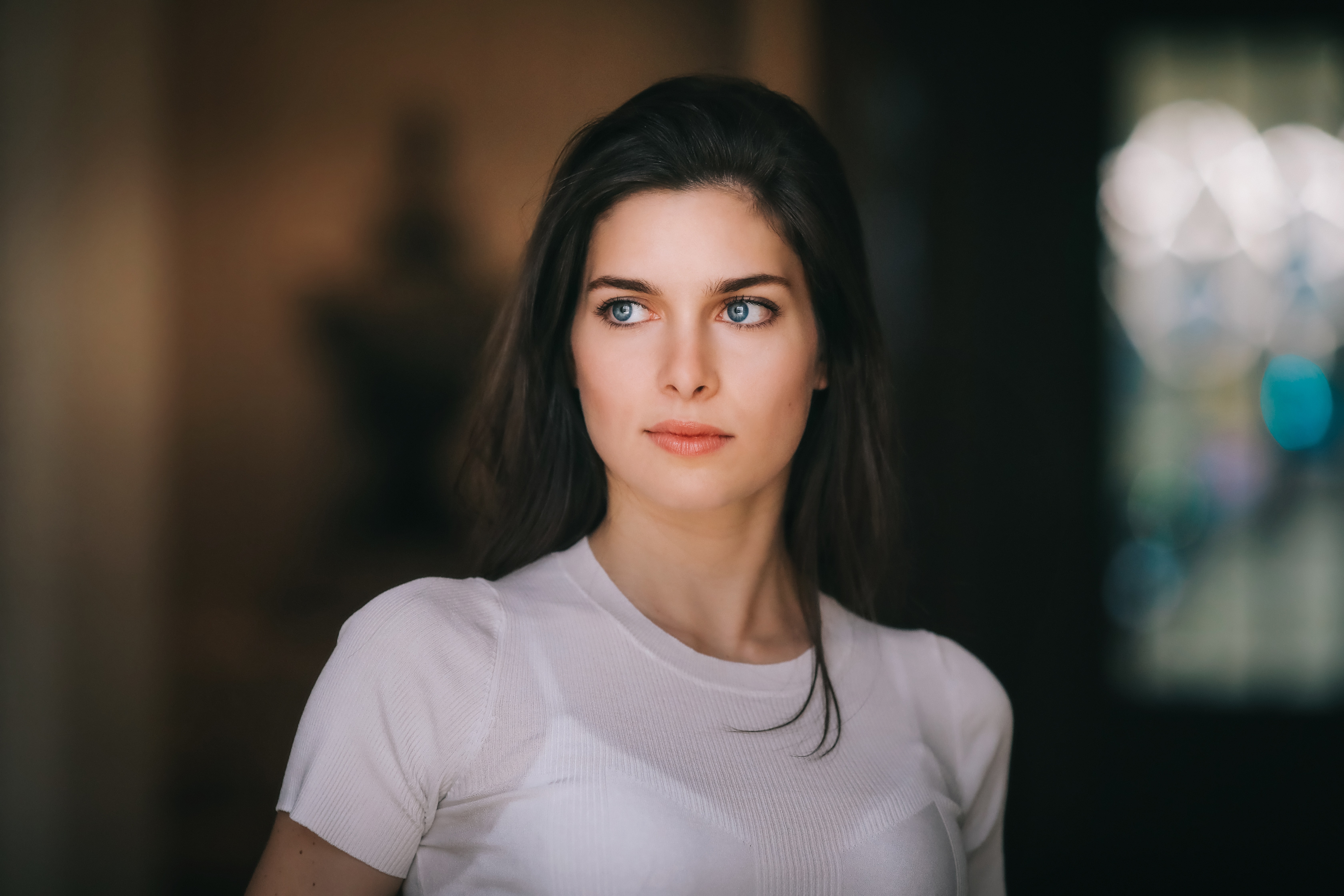 Model with Blue Eyes in 4K HD Wallpaper