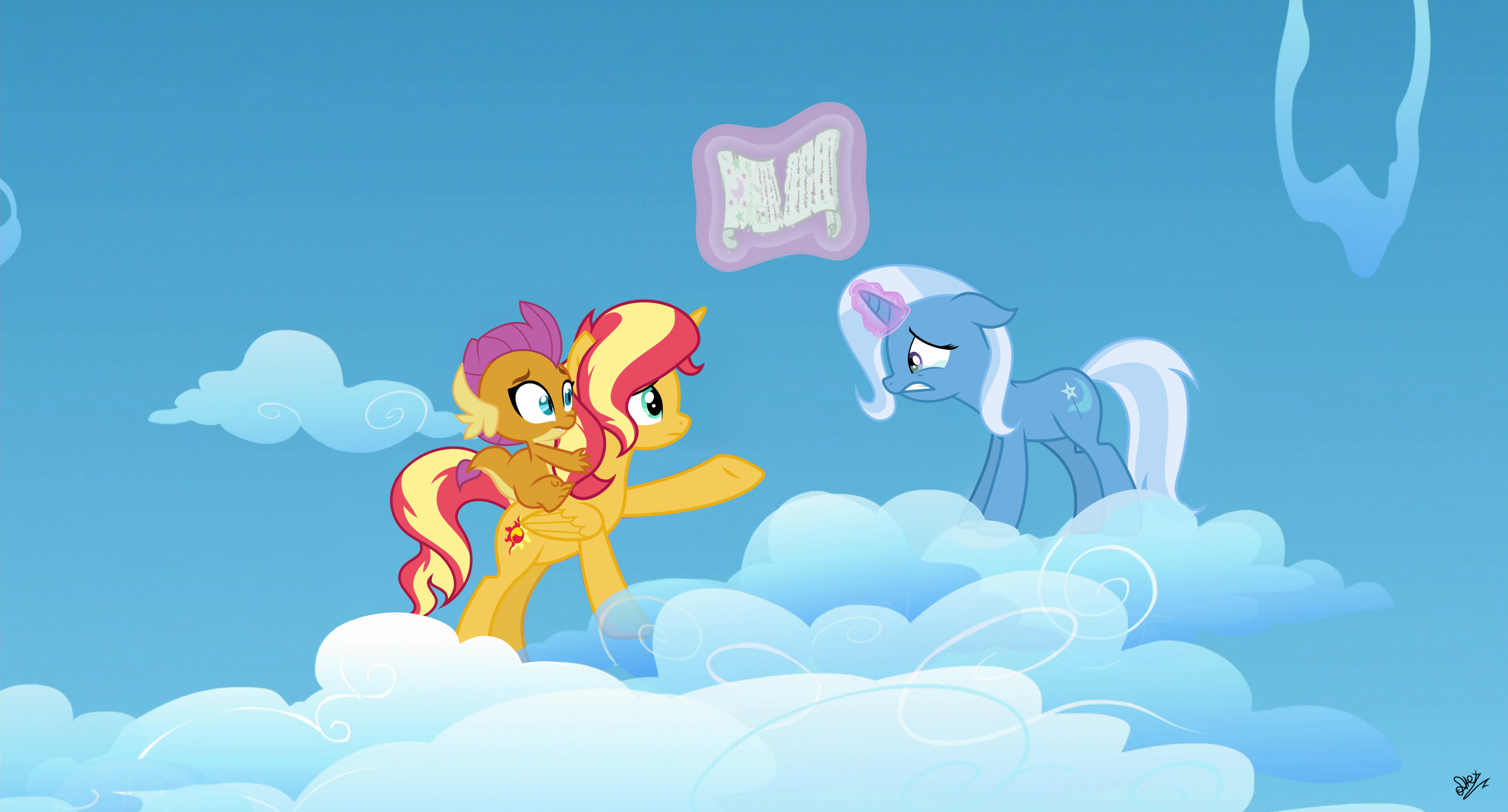 My Little Pony: Sunset Shimmer and Twilight Sparkle with a baby HD Wallpaper