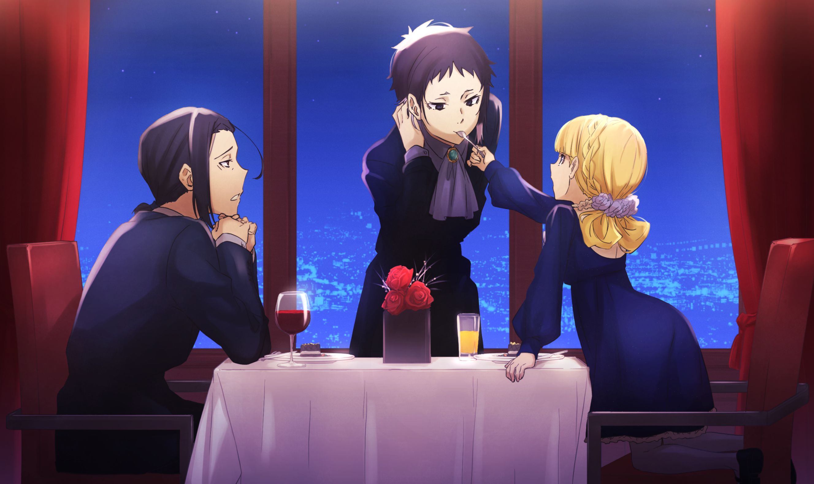 Elise, Ryunosuke Akutagawa, and Ogai Mori from Bungou Stray Dogs HD Wallpaper