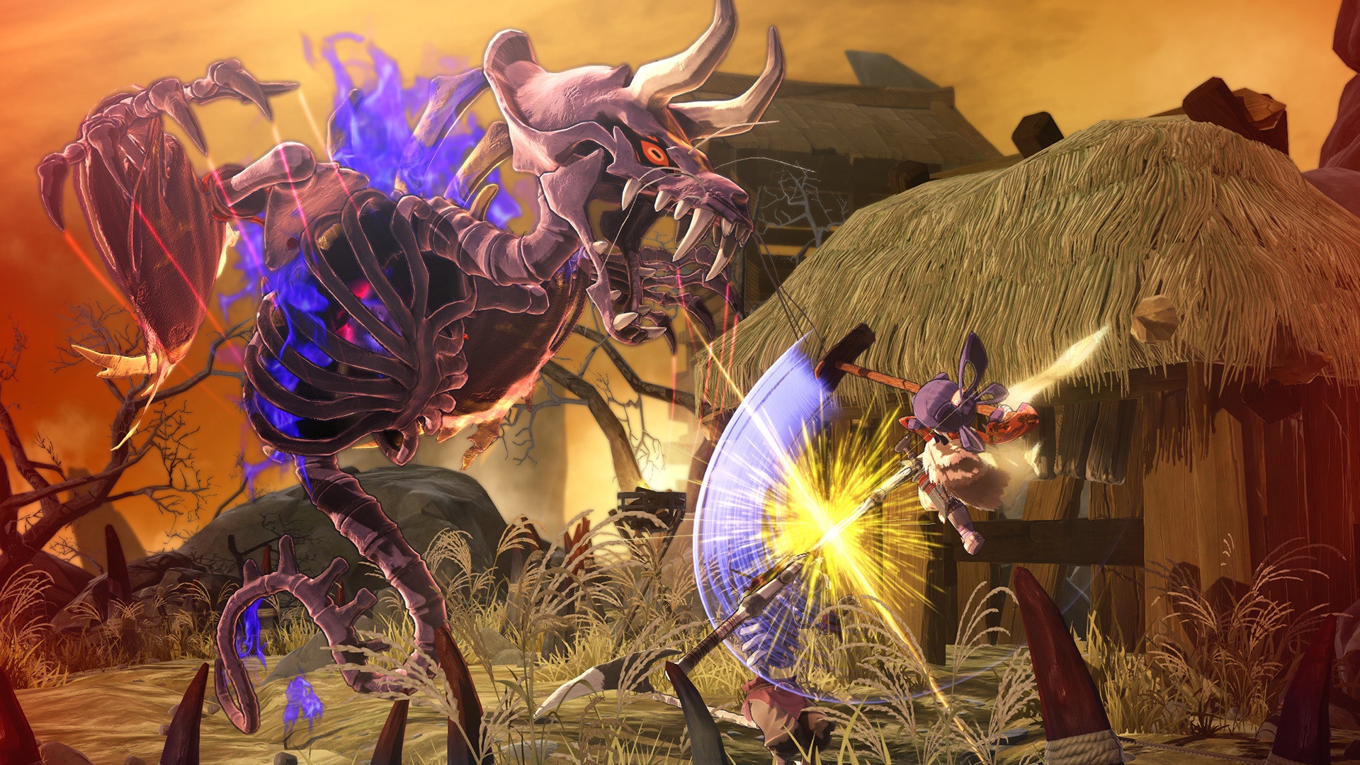Sakuna: Of Rice And Ruin skeleton monster fight HD Wallpaper