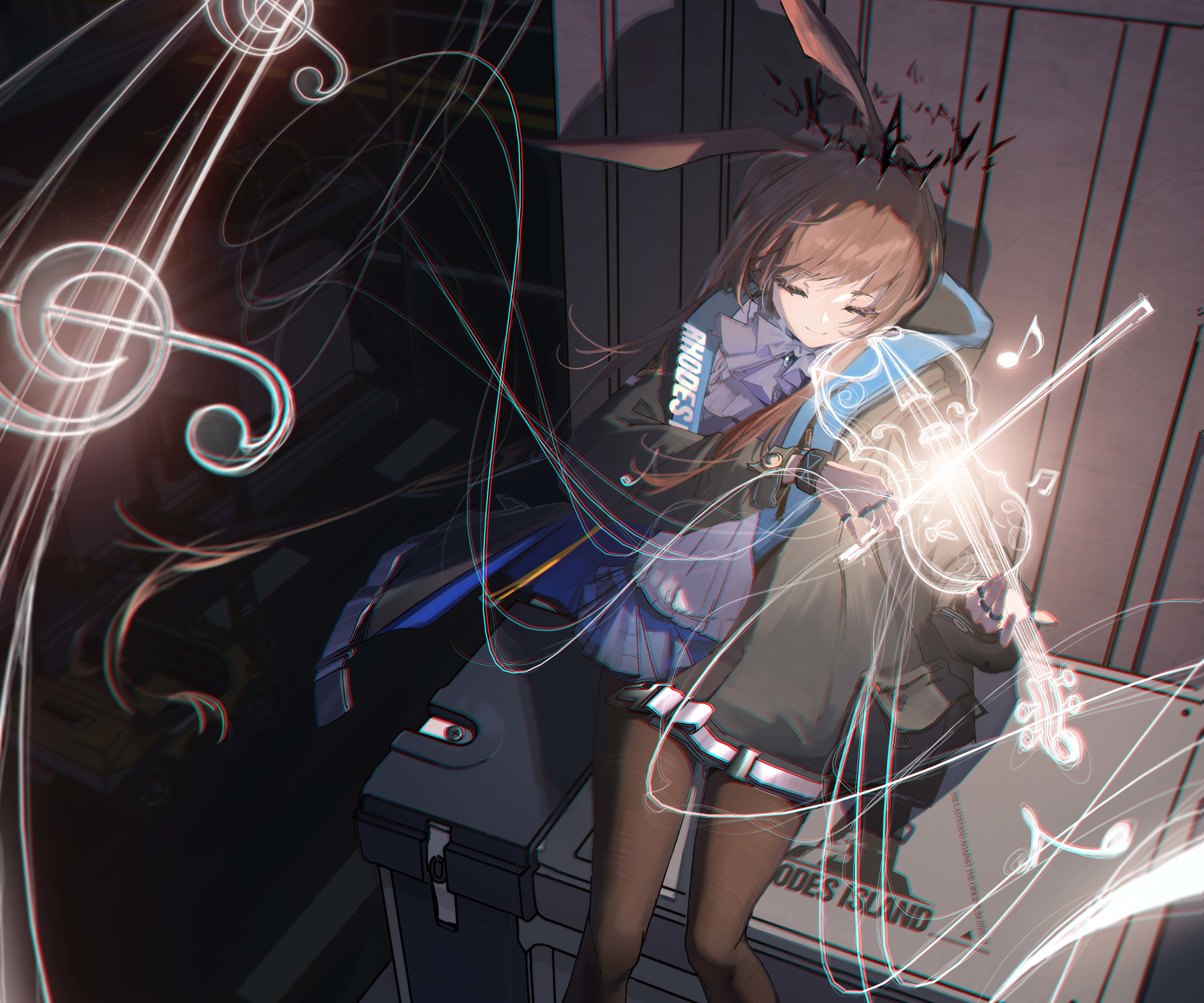 Amiya from Arknights playing violin HD Wallpaper