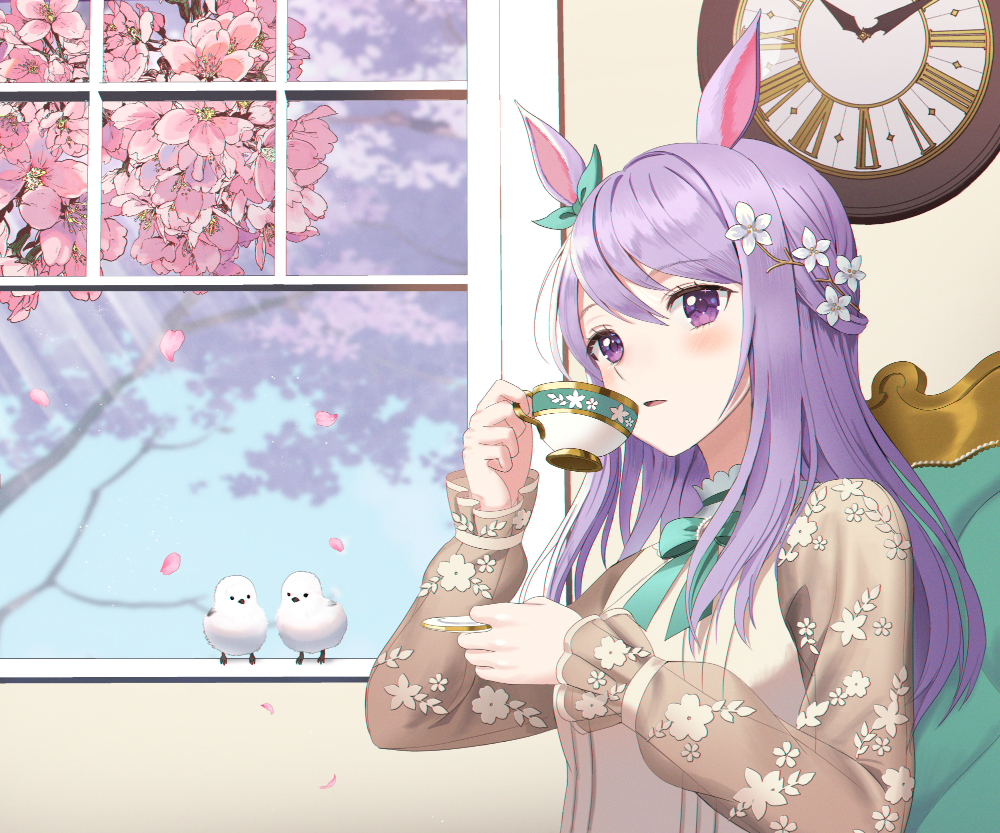 Mejiro McQueen from Uma Musume: Pretty Derby drinking tea HD Wallpaper