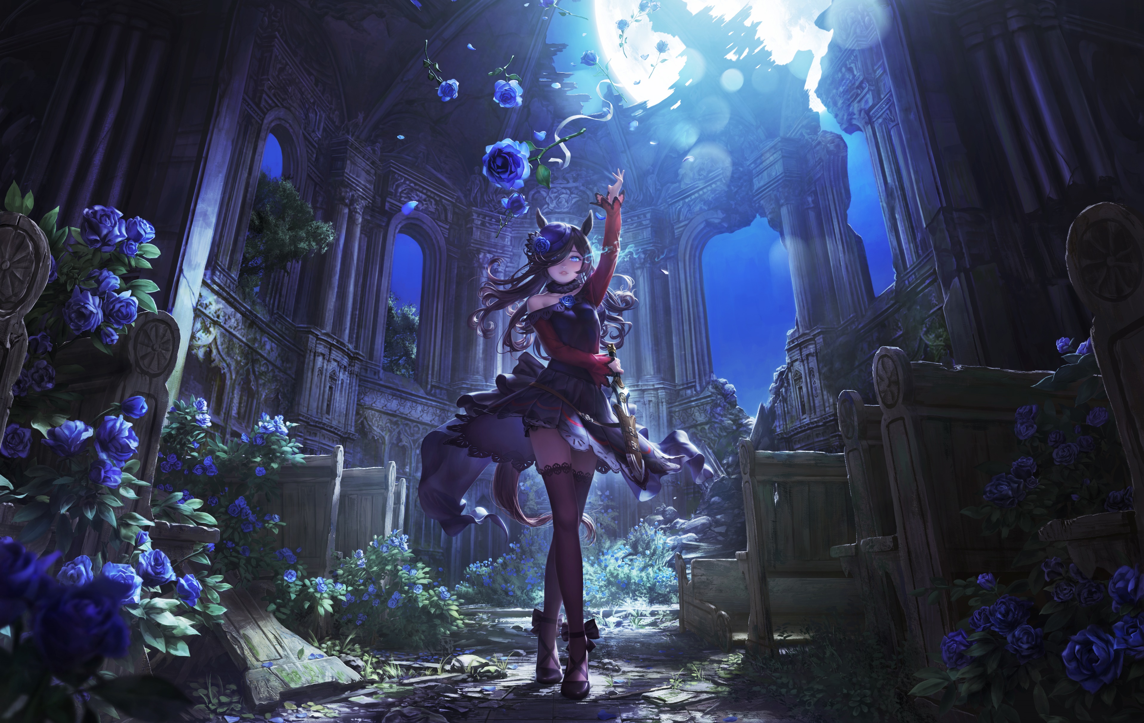 Rice Shower from Uma Musume: Pretty Derby in ruins HD Wallpaper