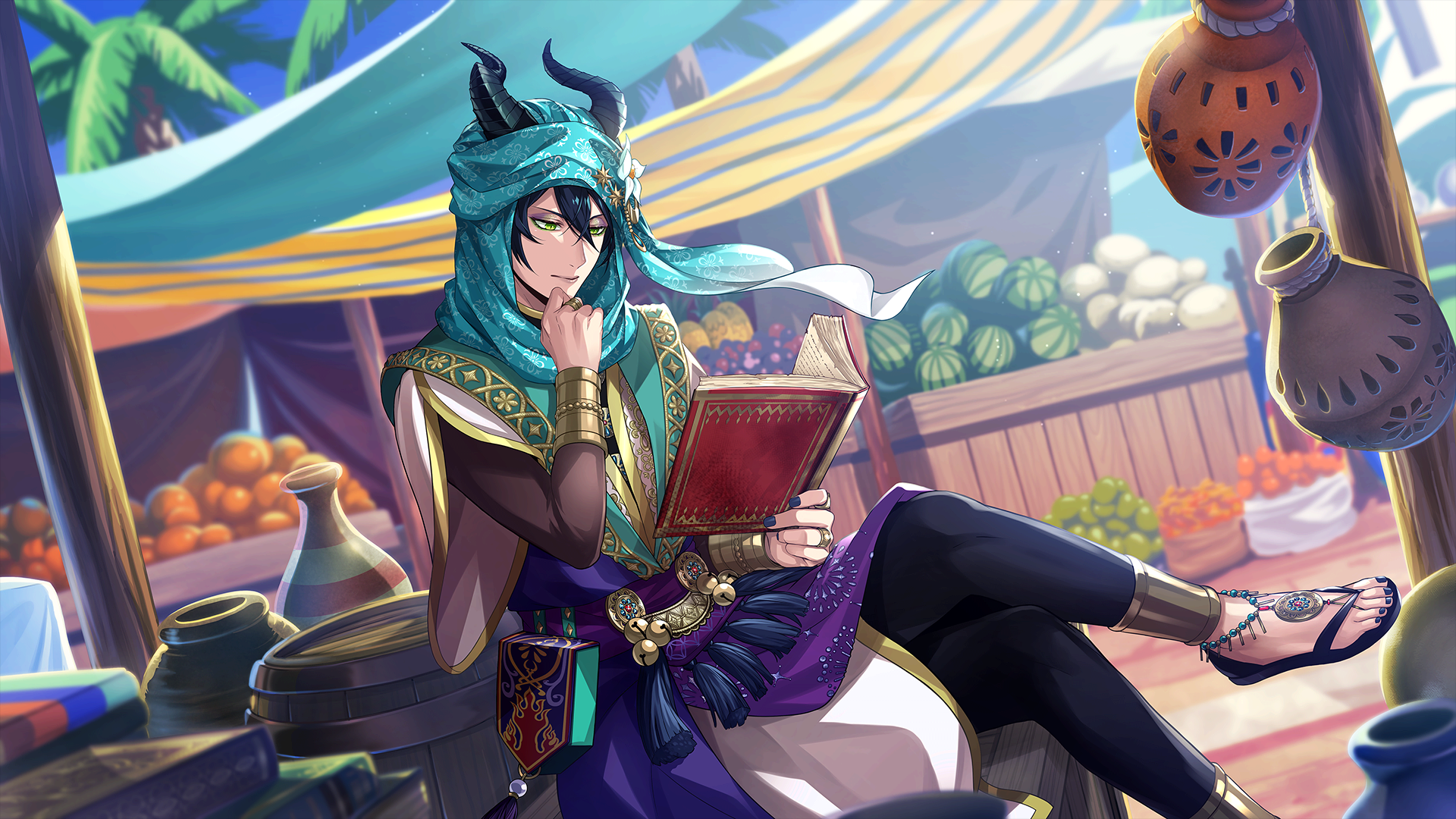 Malleus Draconia from Twisted Wonderland reading a book HD Wallpaper