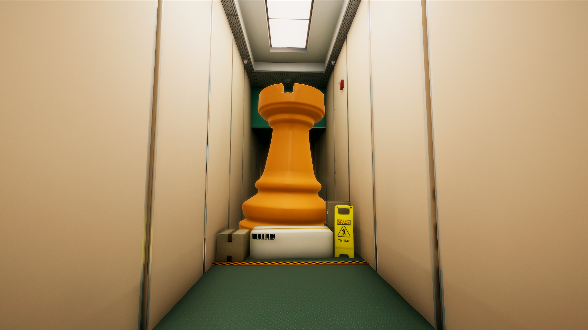 Giant chess rook in a hallway HD Wallpaper