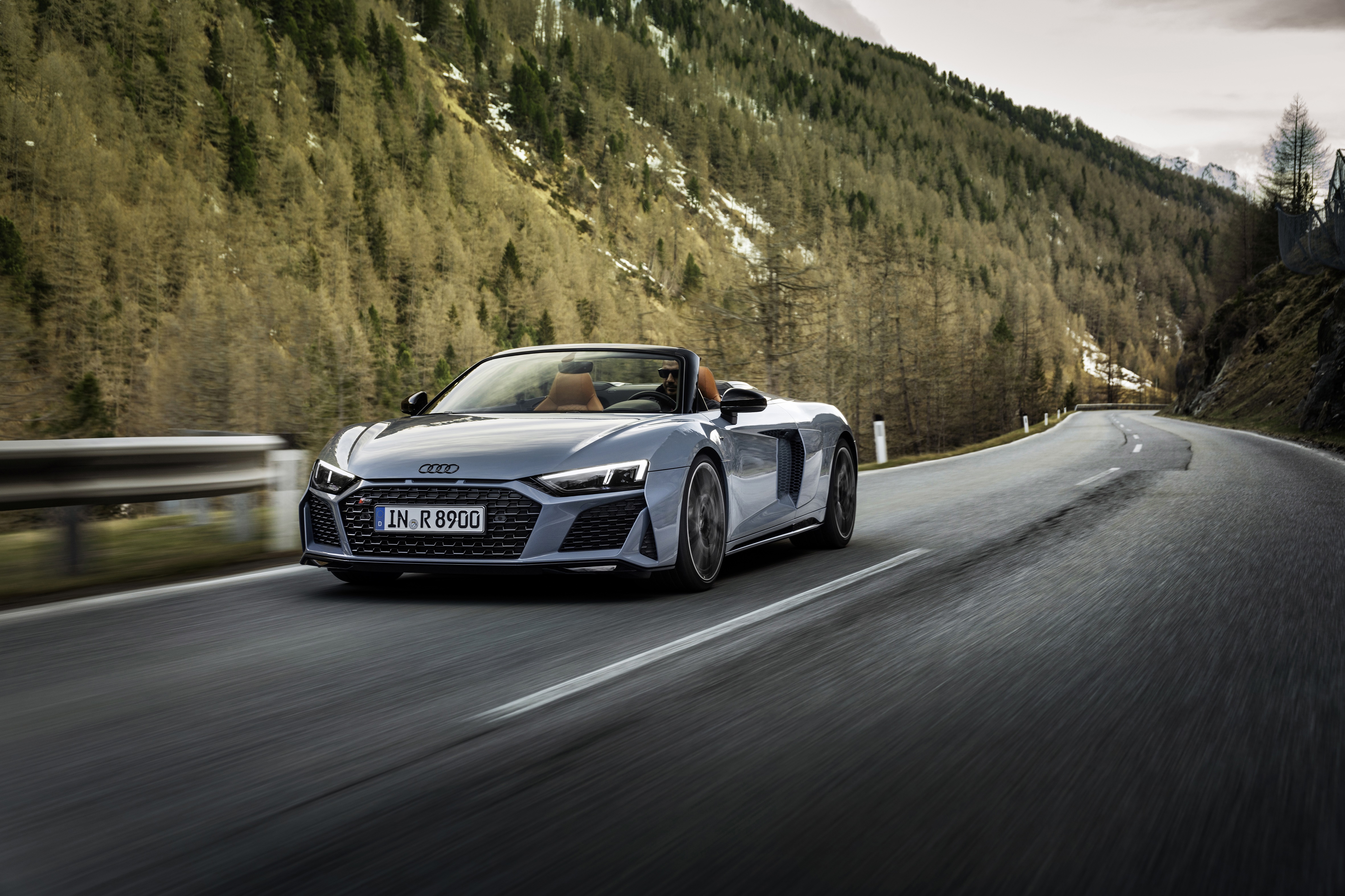 Audi R8 GT Spyder 4K on a mountain road HD Wallpaper