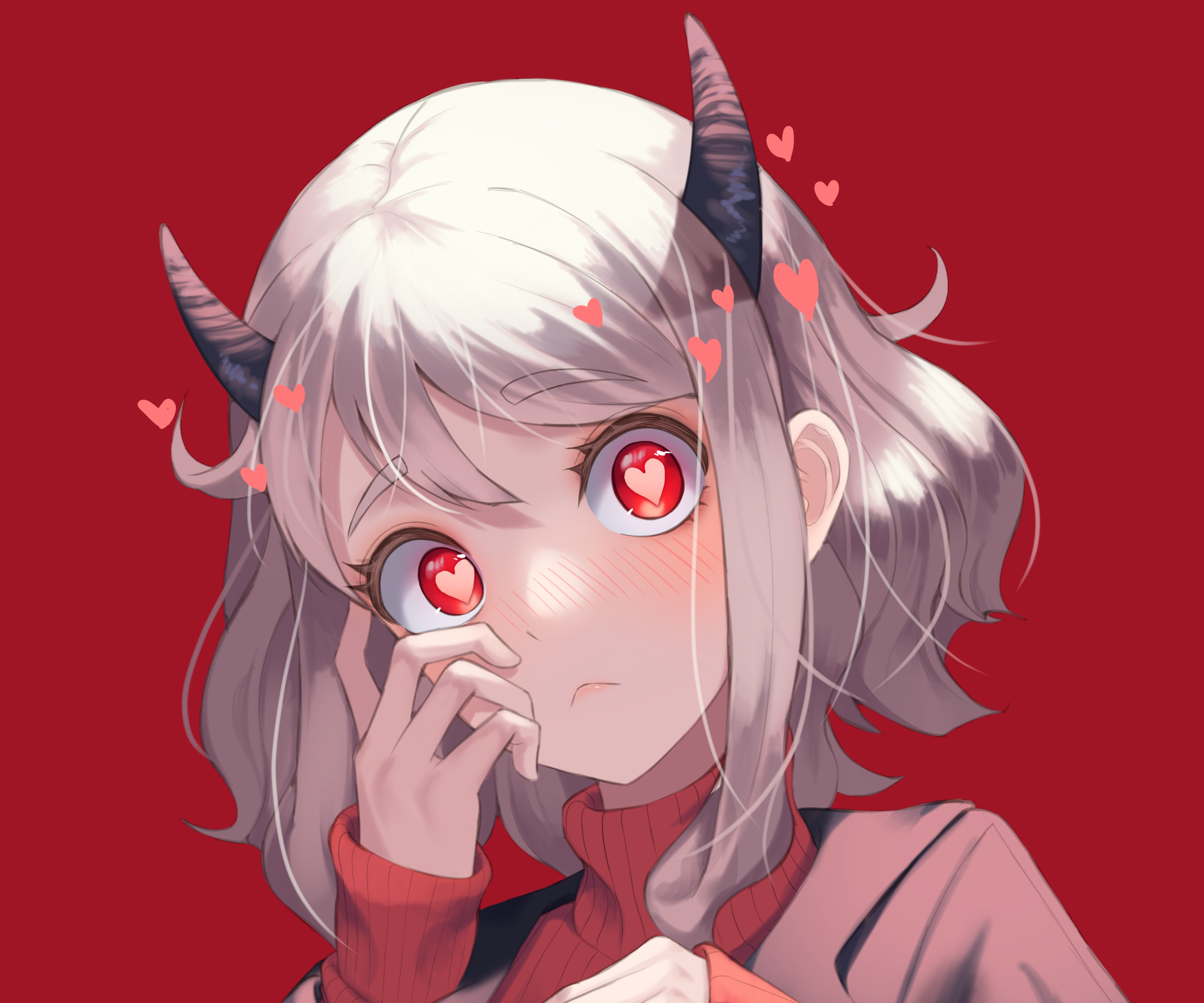 Modeus from Helltaker with hearts in eyes HD Wallpaper