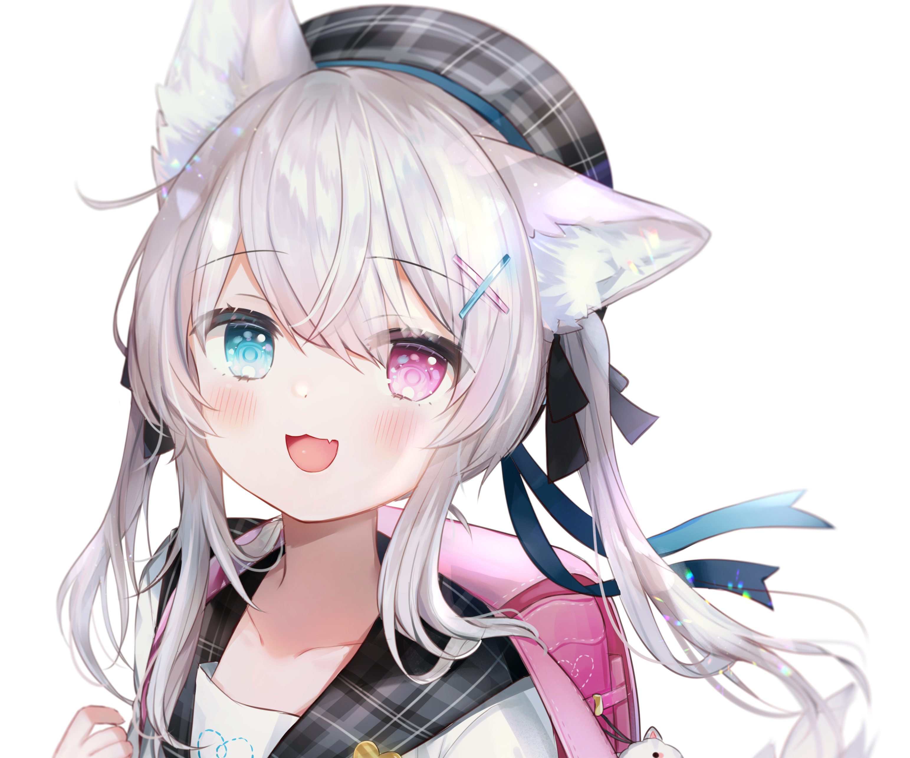 Anime girl with animal ears and heterochromia HD Wallpaper