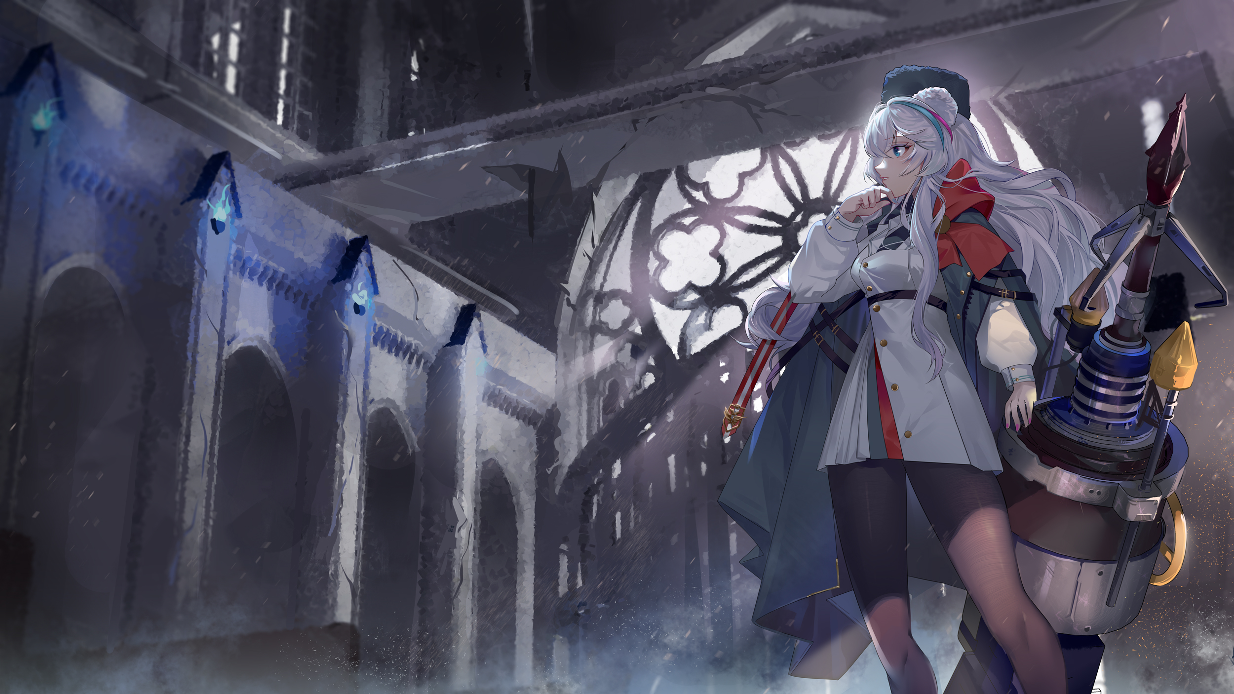 Rosa from Arknights in a Gothic Cathedral HD Wallpaper