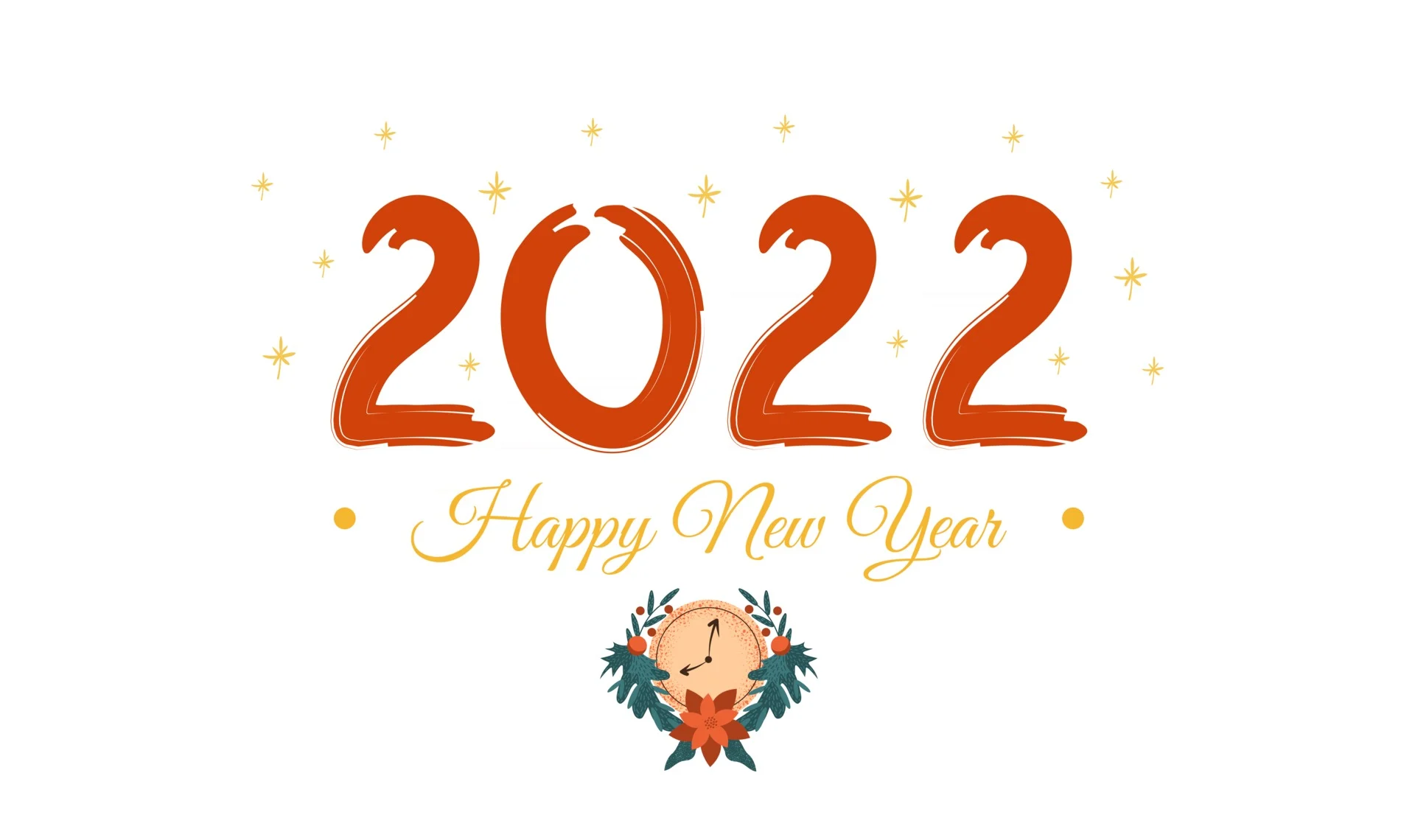 Happy New Year 2022 with Clock HD Wallpaper