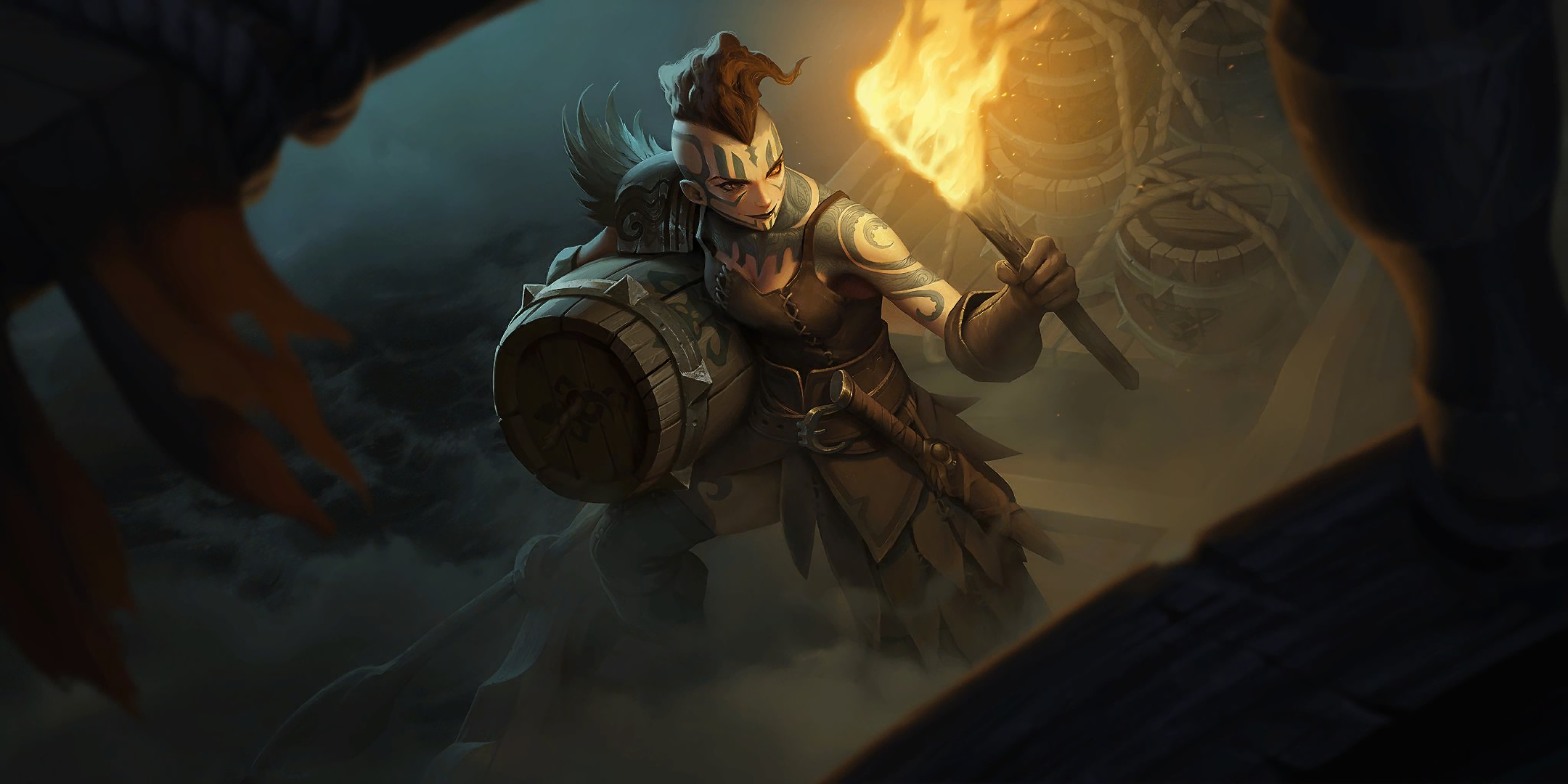 Girl with torch and barrel from Legends of Runeterra HD Wallpaper
