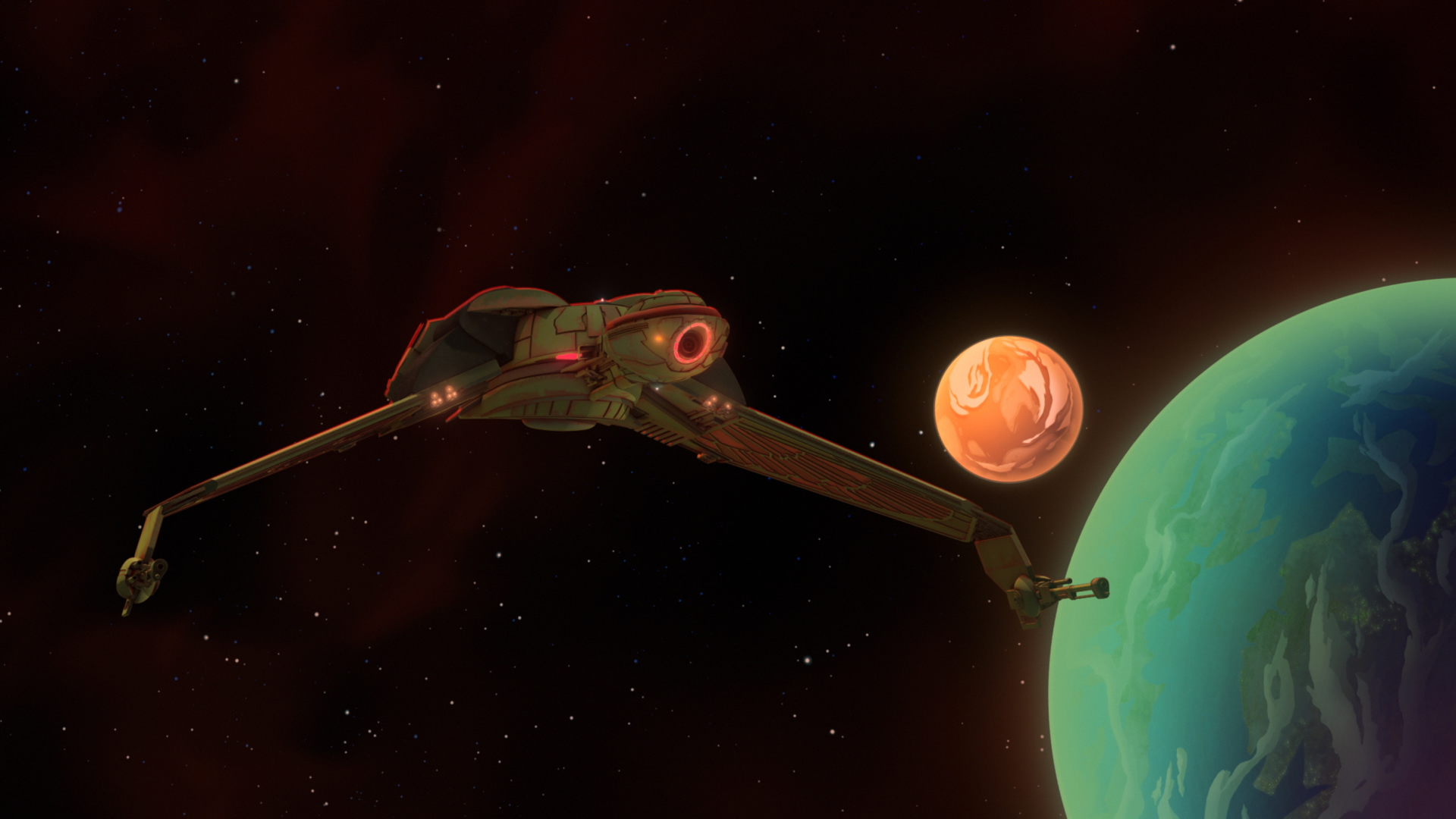 Klingon Bird-of-Prey from Star Trek: Lower Decks HD Wallpaper
