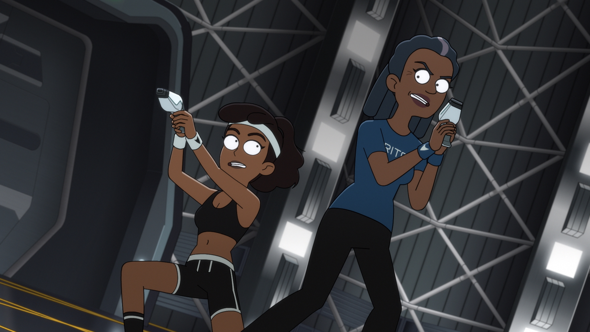 Two women holding phasers in Star Trek: Lower Decks HD Wallpaper