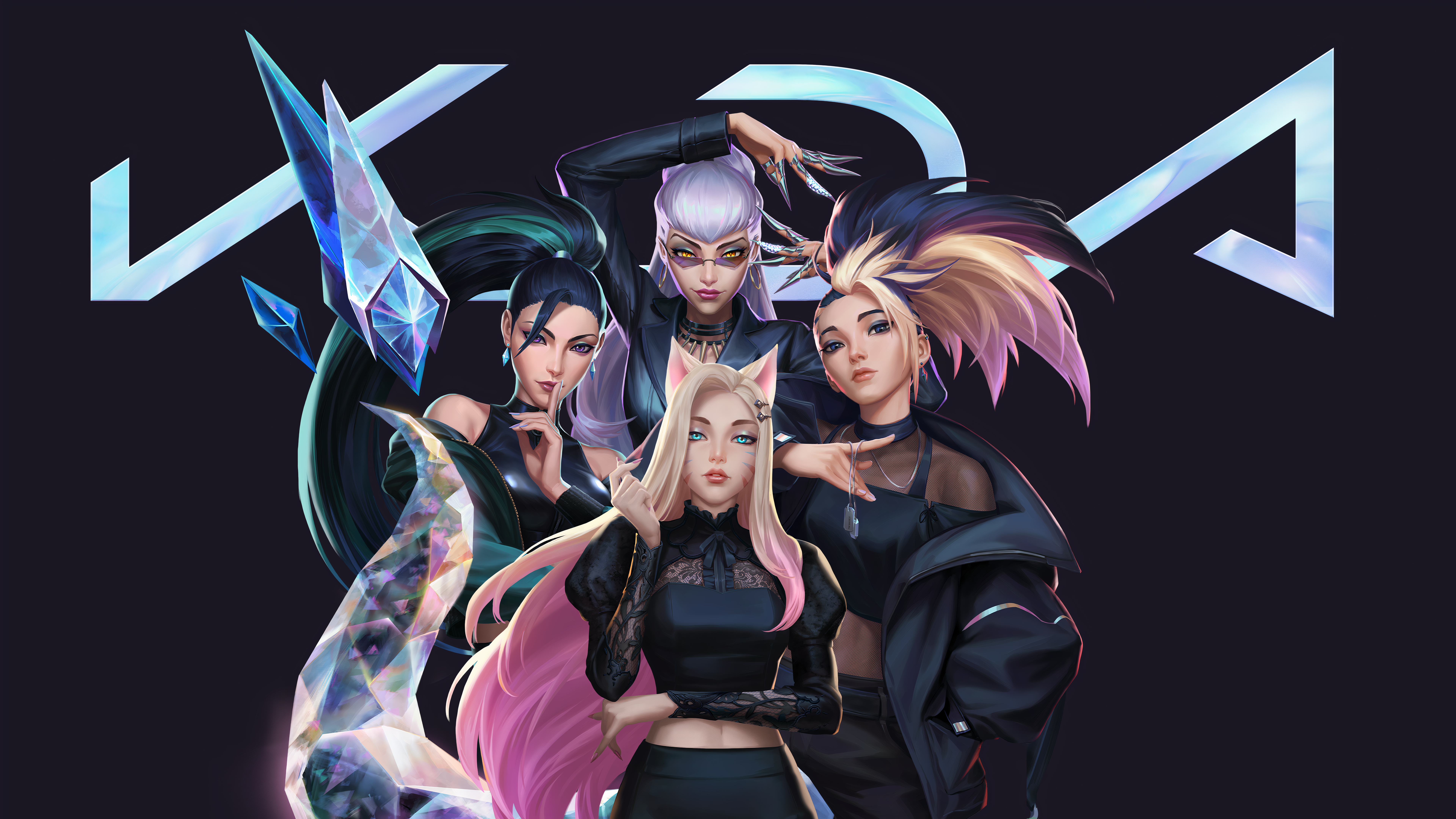 K/DA group art featuring Ahri and friends HD Wallpaper