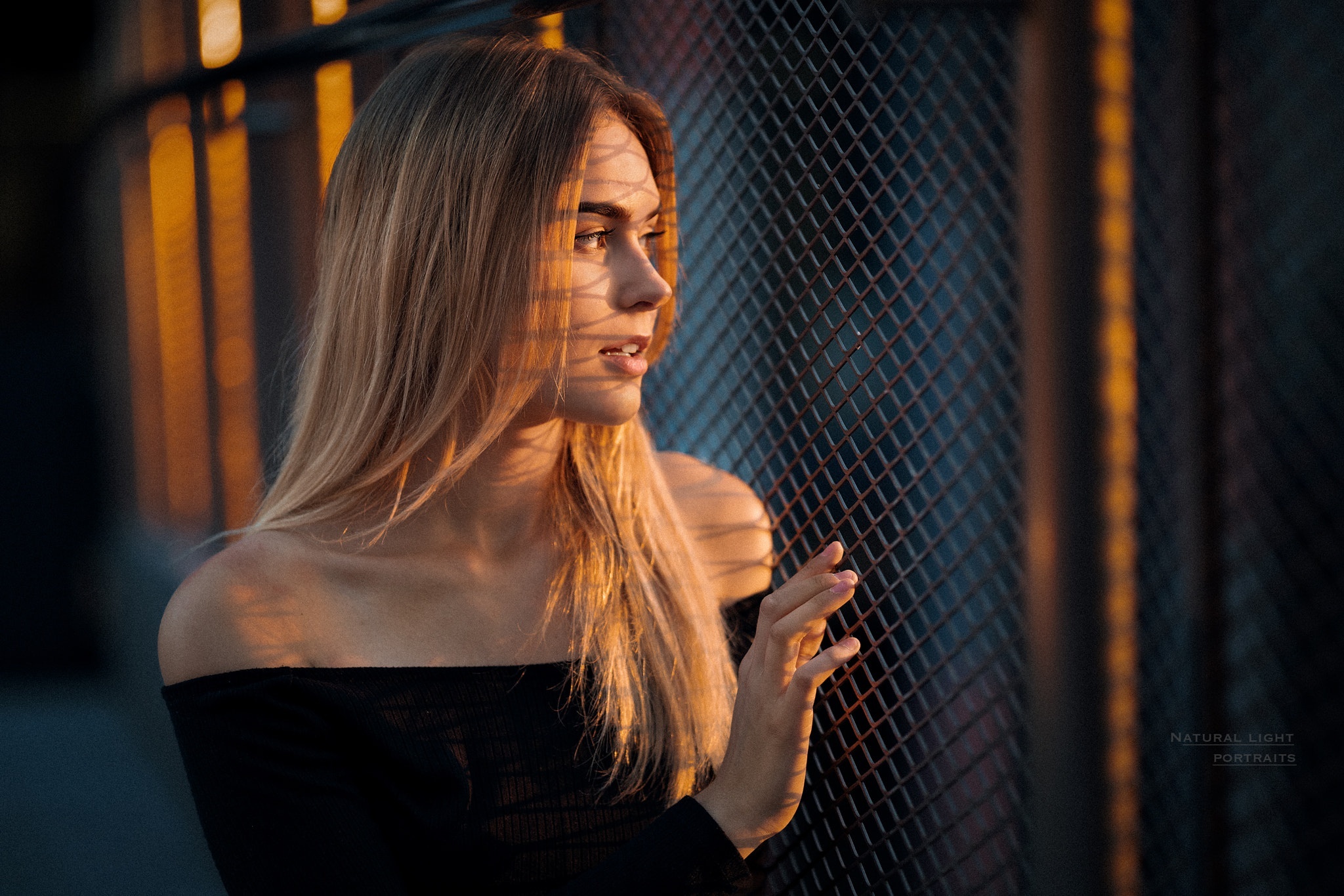 Woman with blonde hair near a fence HD Wallpaper