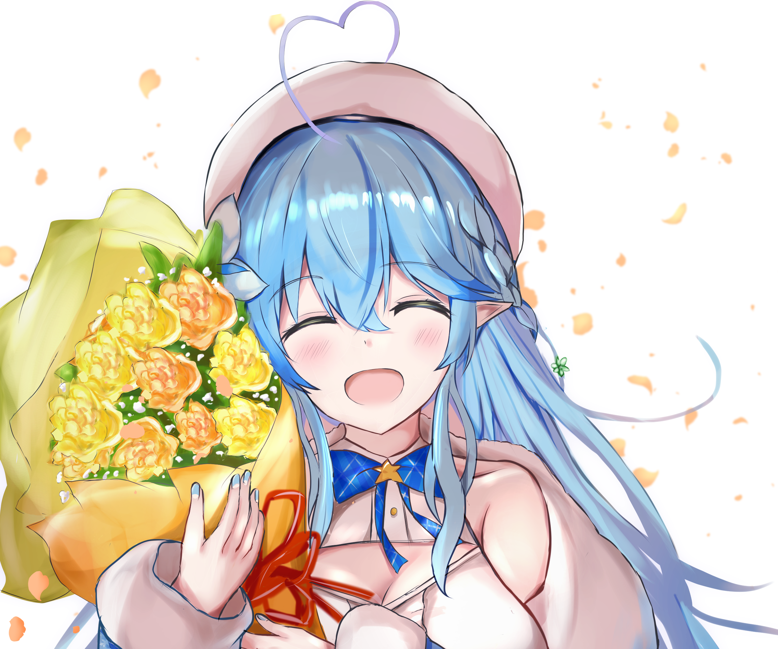 Yukihana Lamy from Hololive holding a bouquet HD Wallpaper