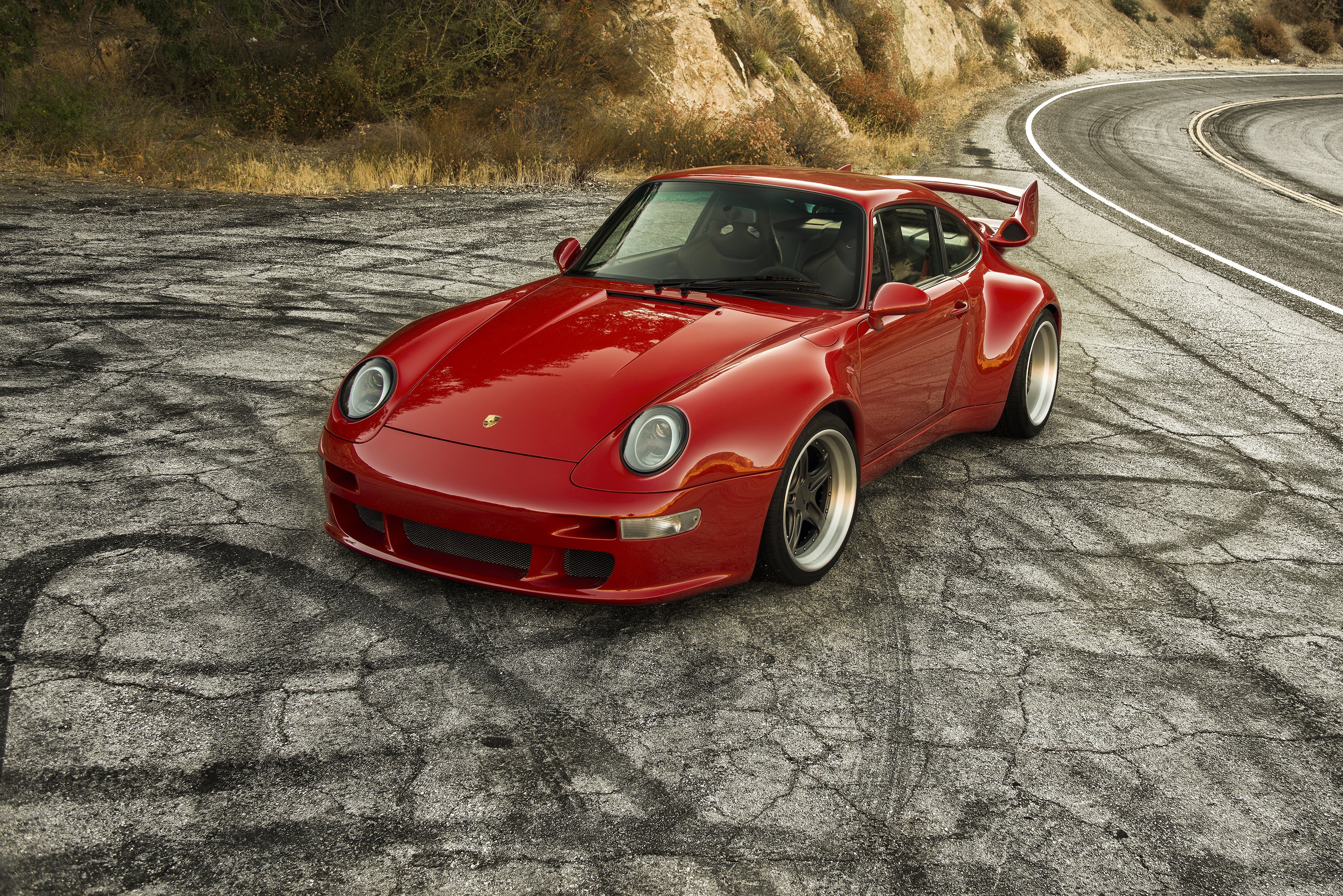 Red Porsche 993 Gunther Werks 400R Concept on Road HD Wallpaper