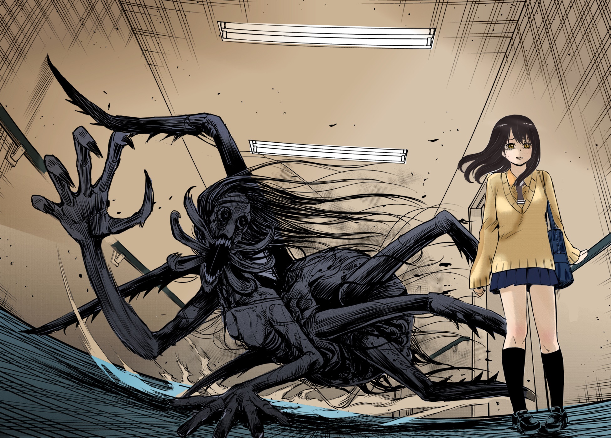 Mieruko-chan: Miko Yotsuya and a monster HD Wallpaper