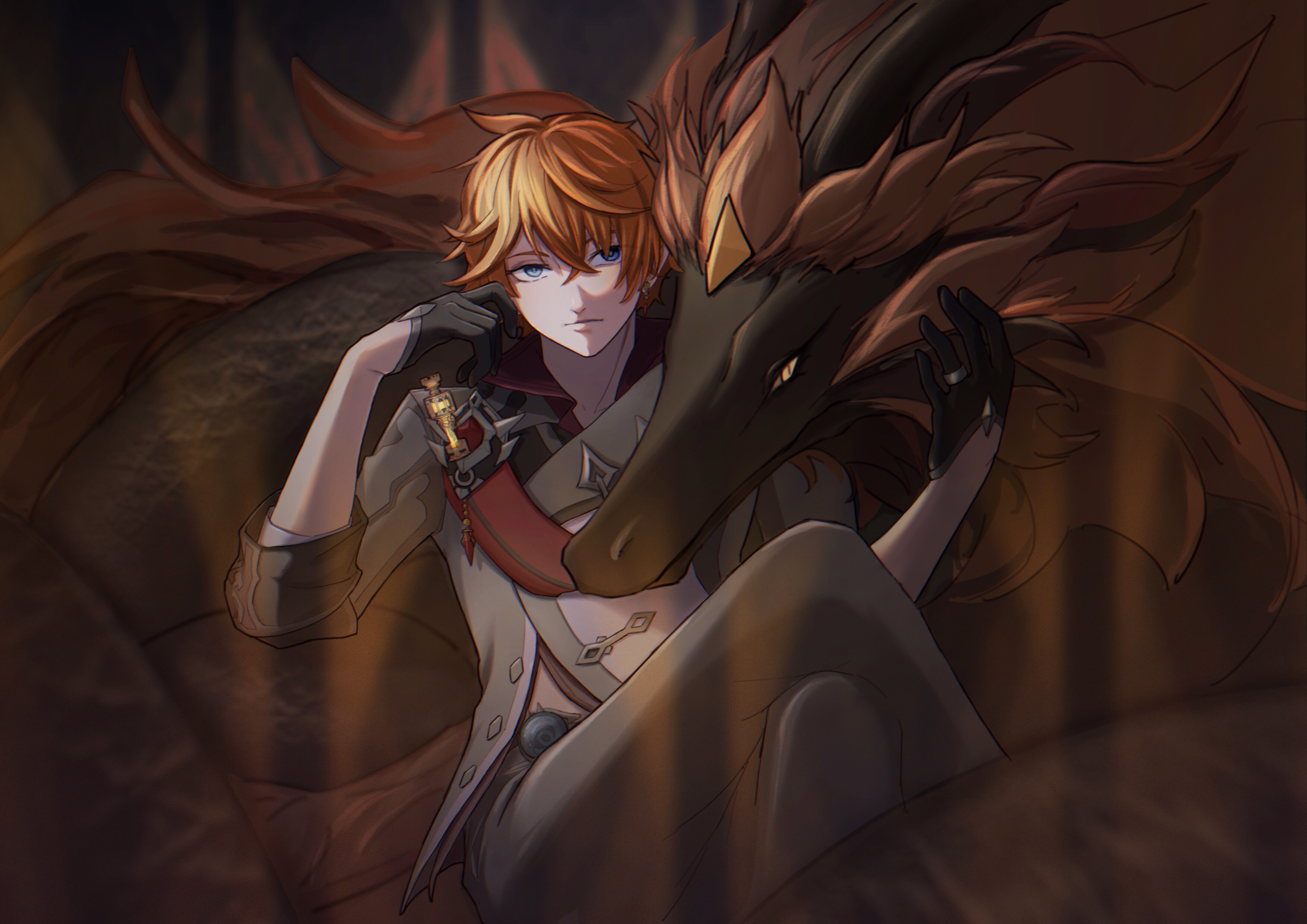 Tartaglia and Rex Lapis from Genshin Impact HD Wallpaper