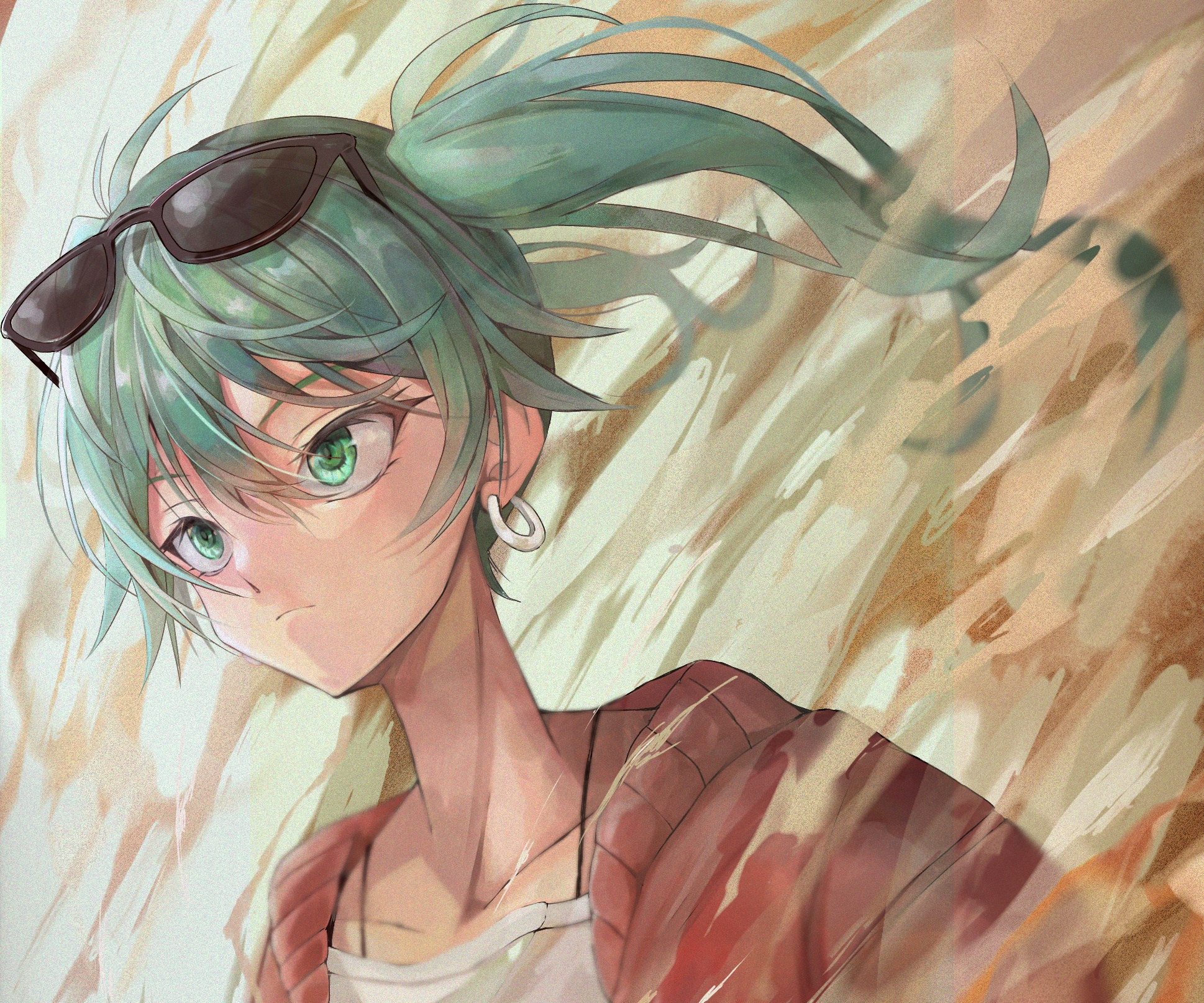 Hatsune Miku with sunglasses HD Wallpaper
