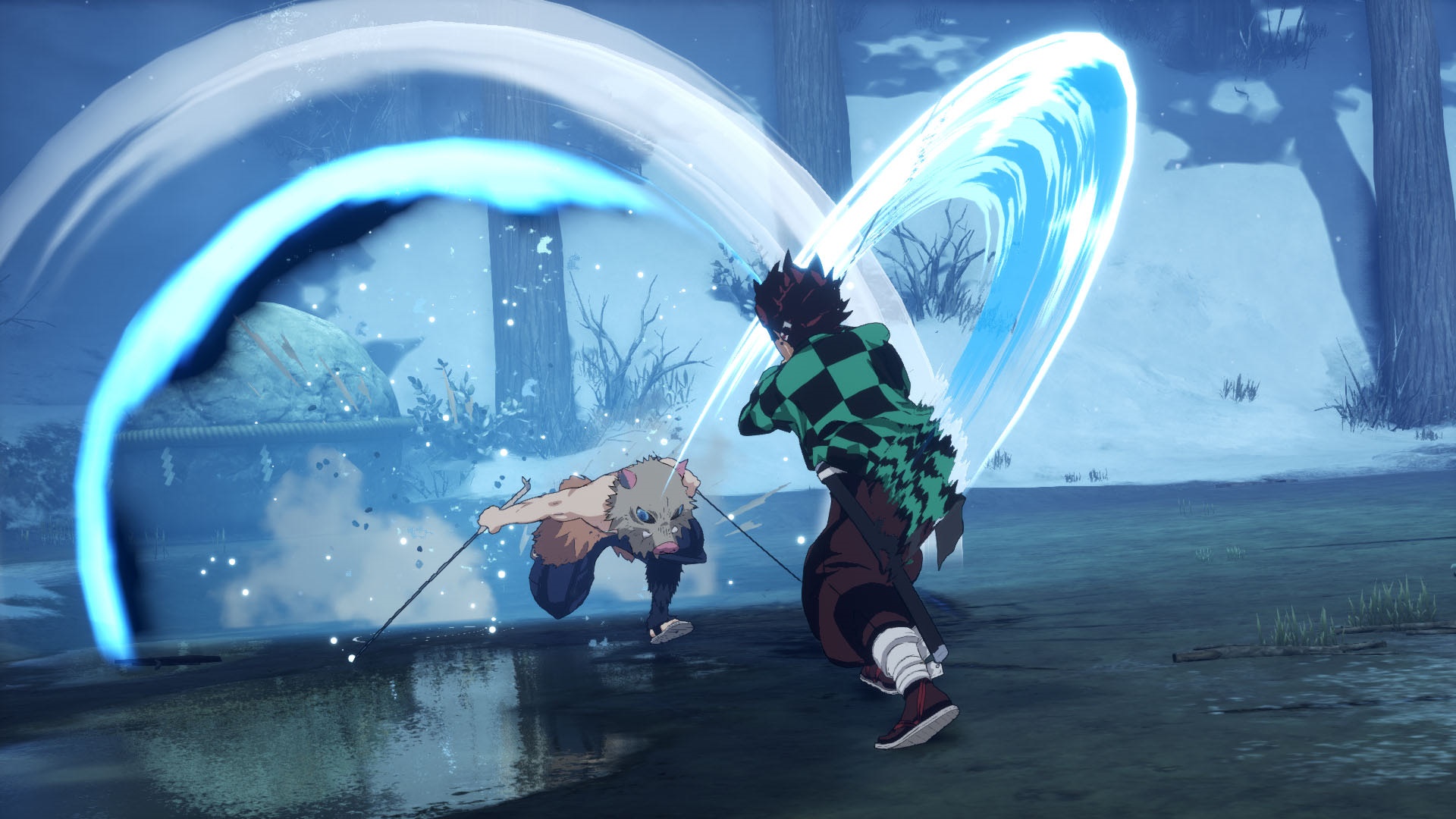 Inosuke Hashibira vs Giyuu Tomioka in Demon Slayer HD Wallpaper