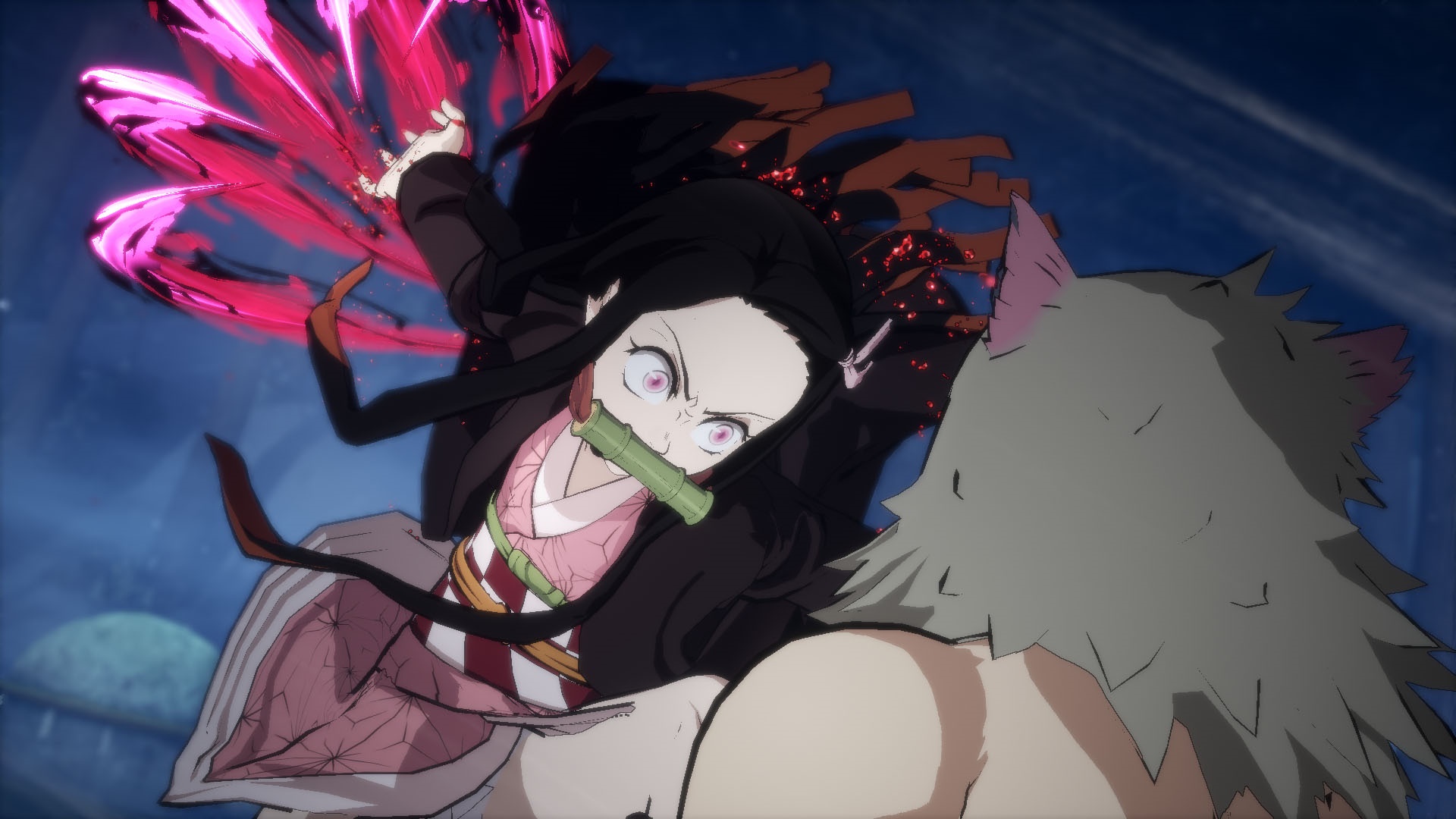 Nezuko Kamado and Inosuke Hashibira from Demon Slayer: The Hinokami Chronicles HD Wallpaper