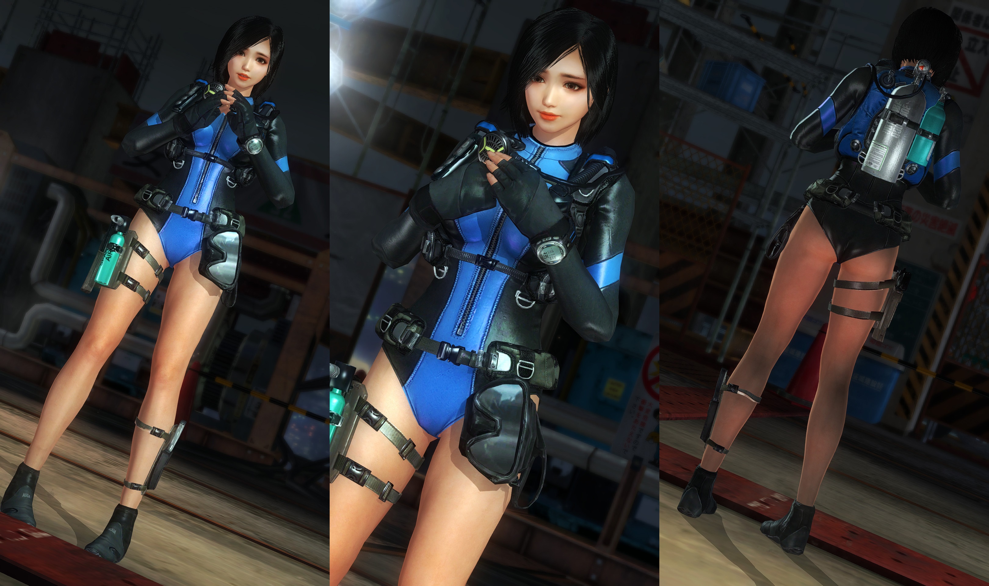 Female diver in blue and black wetsuit from Sudden Attack 2 HD Wallpaper